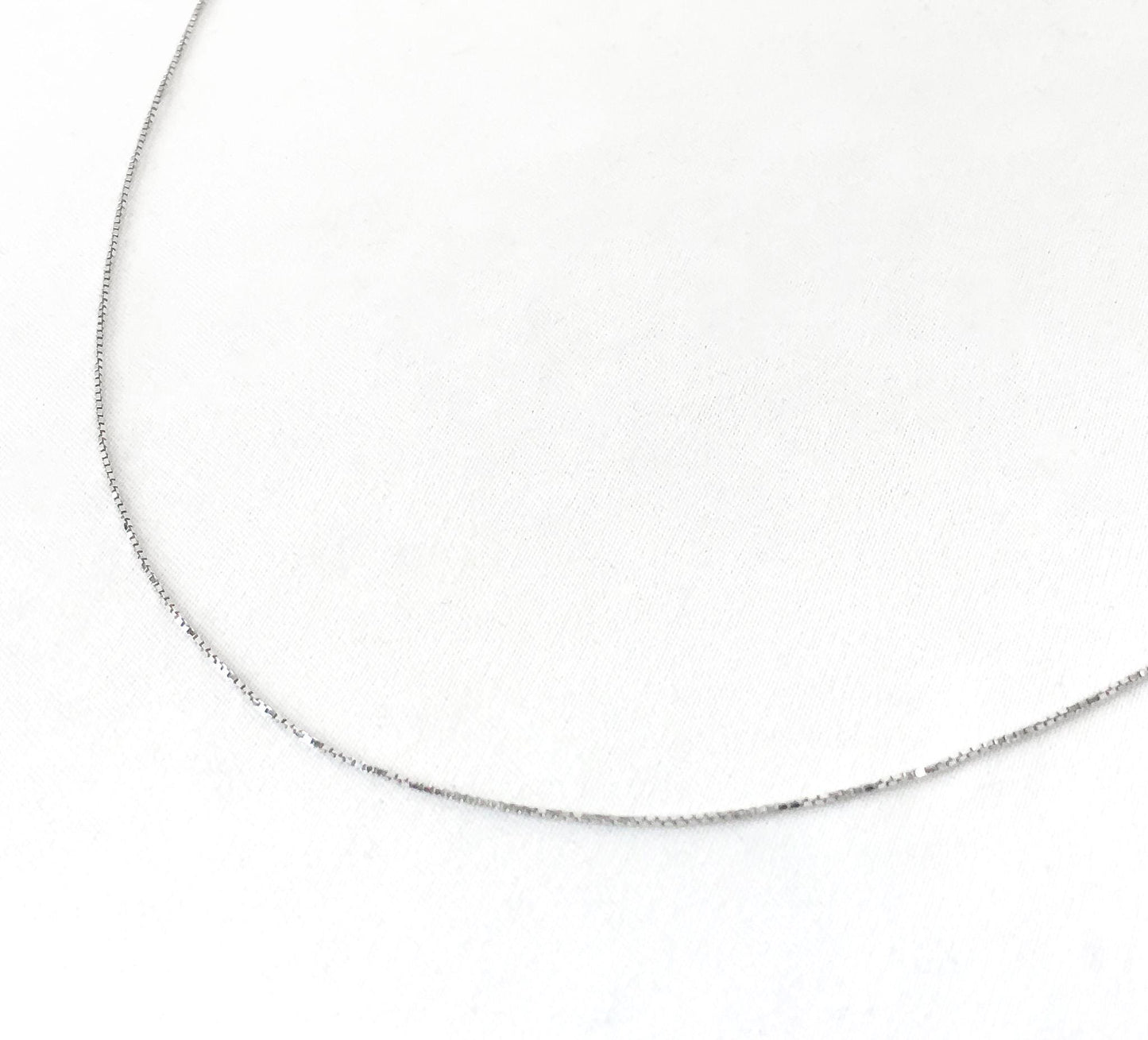 14K White Gold Box 24" Chain Necklace, 1mm Width, Simple Everyday Dainty Layering Chain Necklace