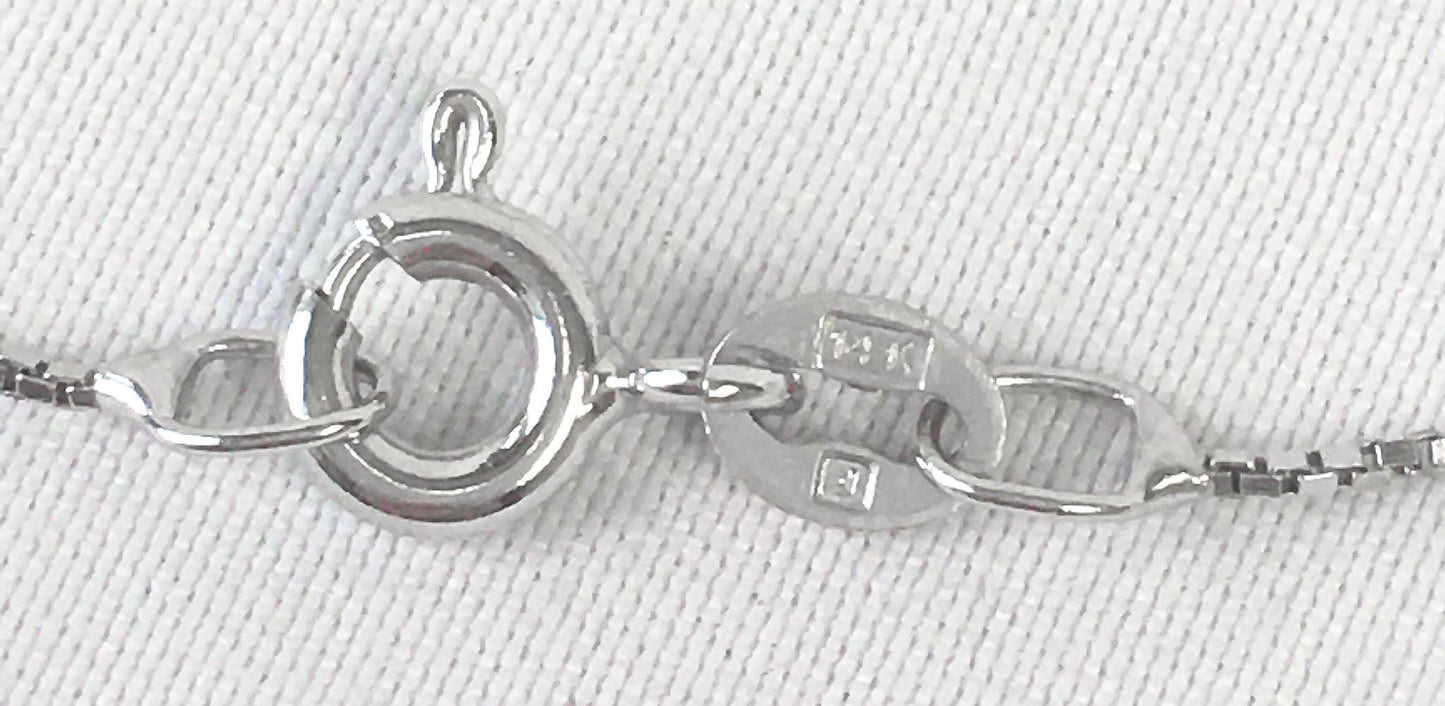 14K White Gold Box 24" Chain Necklace, 1mm Width, Simple Everyday Dainty Layering Chain Necklace