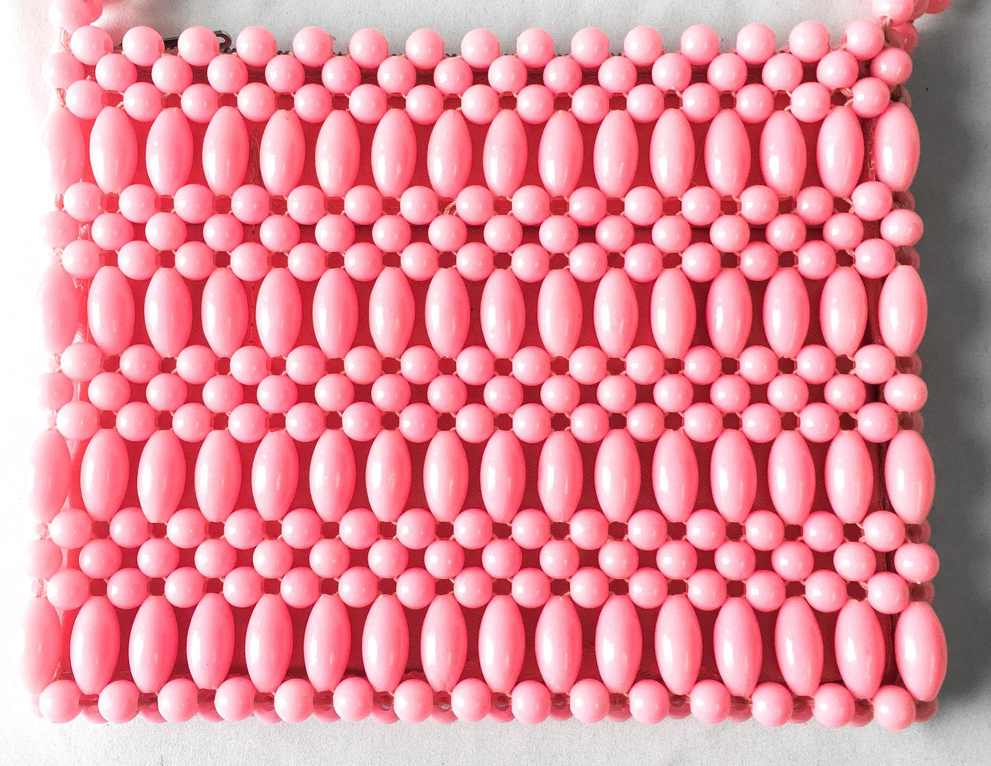 60s Handmade Bubblegum Pink Beaded Crossbody Bag