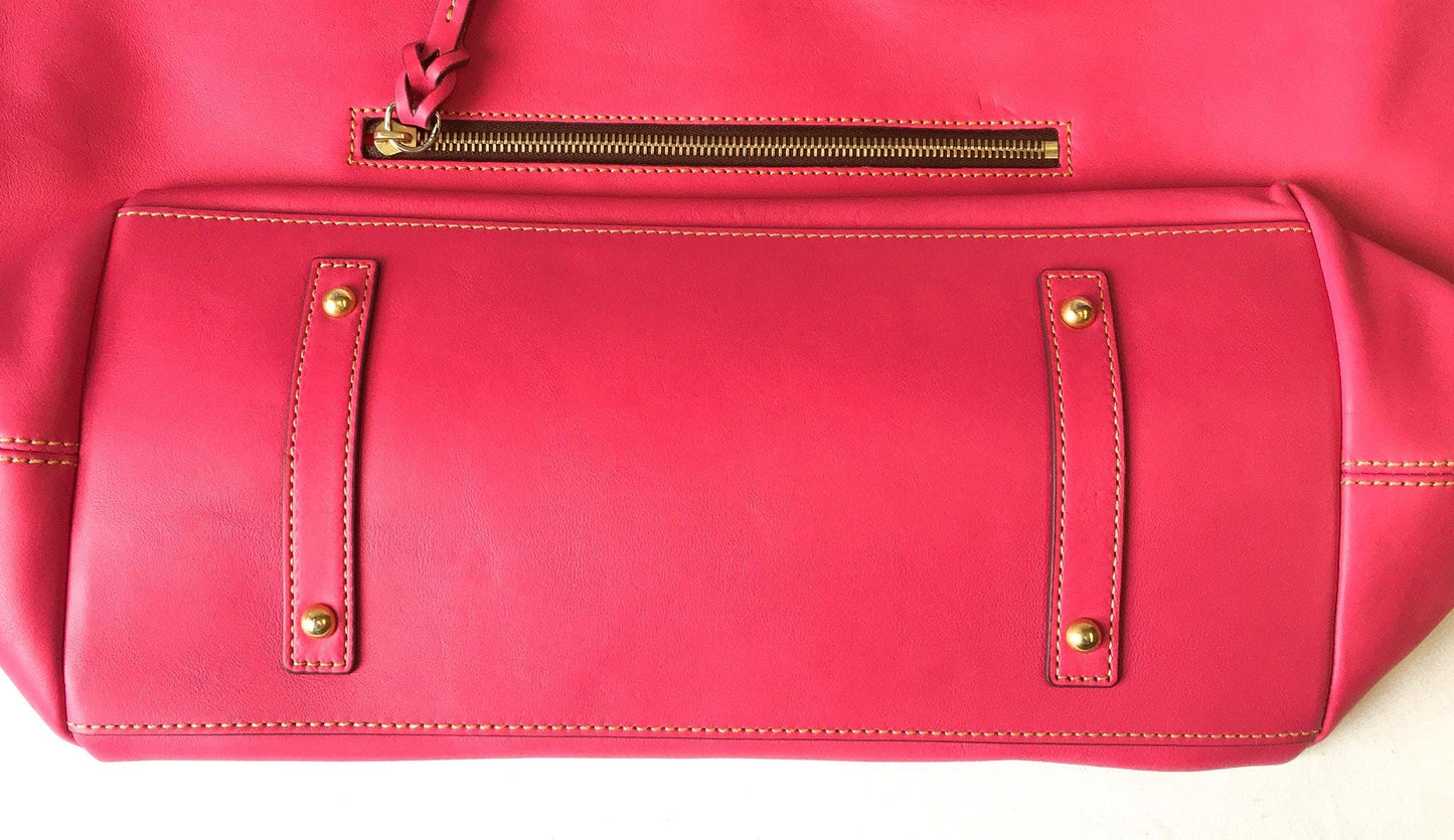 Vintage Dooney and Bourke Large Florentine Ashton Pink Leather Shoulder Tote Bag