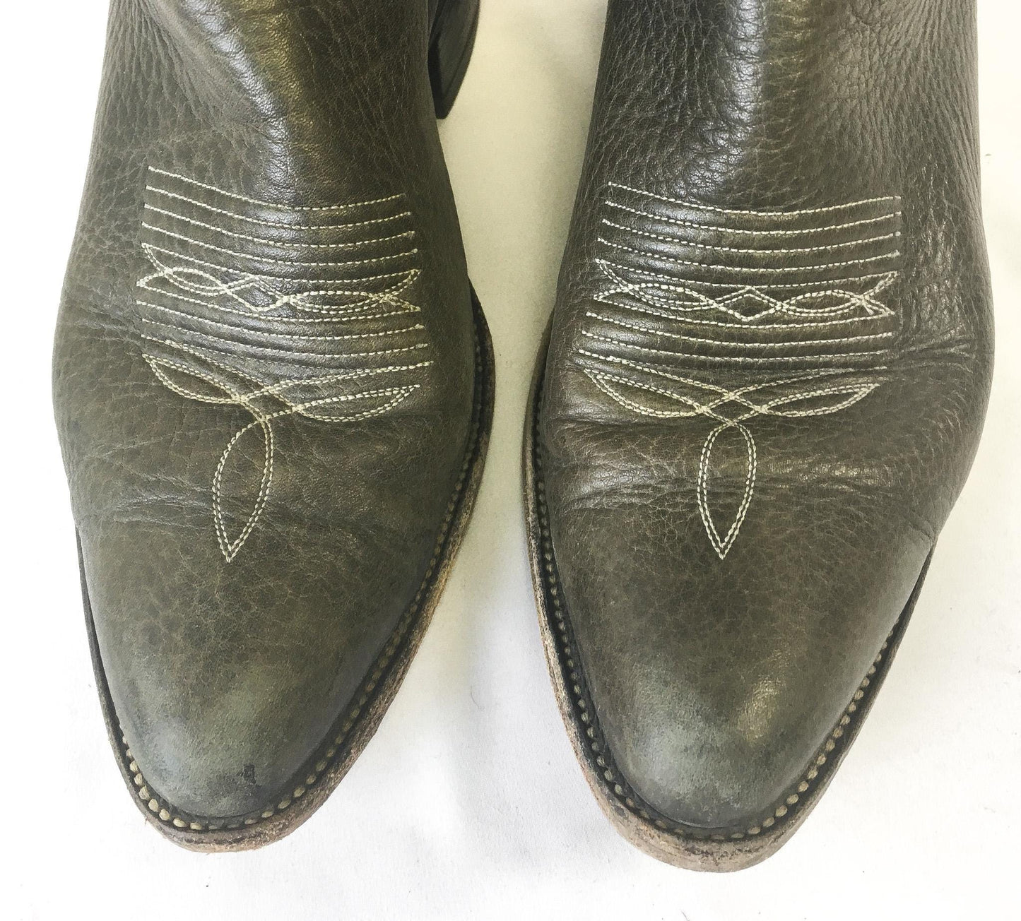 Vintage Dan Post Dark Gray/Olive Green Leather Embroidered Cowboy Boots, Style #06926, Men's Sz. 10.5D, Vintage Western Boots