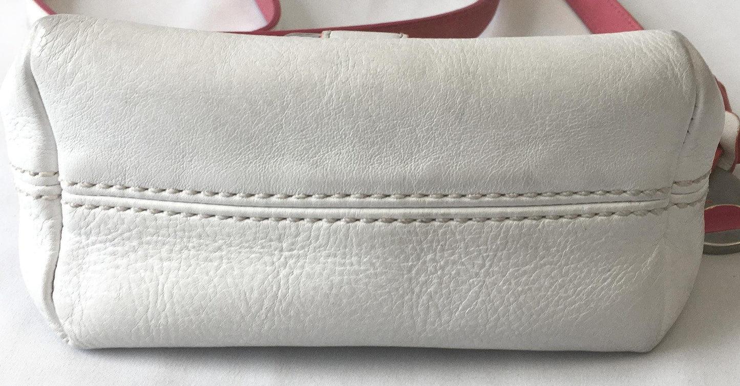 Vintage Y2K Dooney and Bourke White and Pink Mini Bag with Rainbow Heart Buckle, Unique Y2K 00s Dooney Crossbody Shoulder Bag