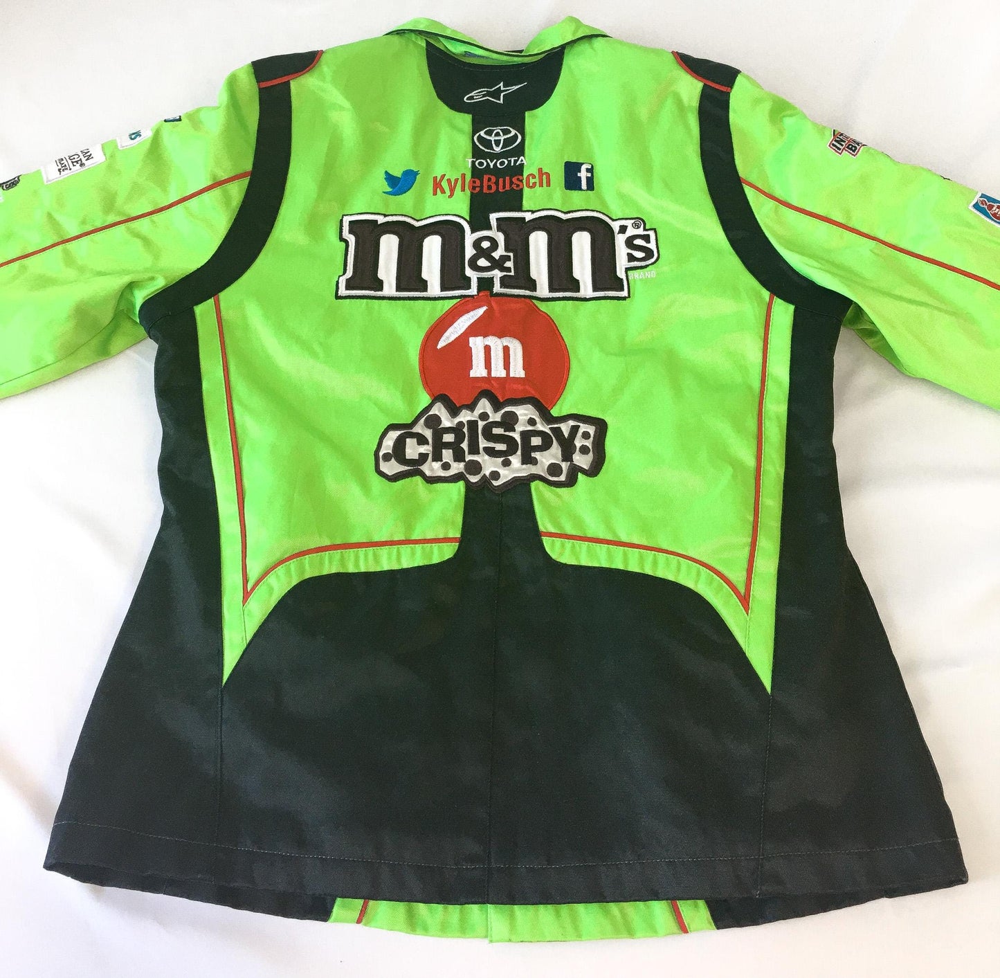 Vintage Chase Authentics M&M Kyle Busch Lime Green/Black Racing Jacket, Men's Sz. S, Vintage Racing Streetwear Jacket