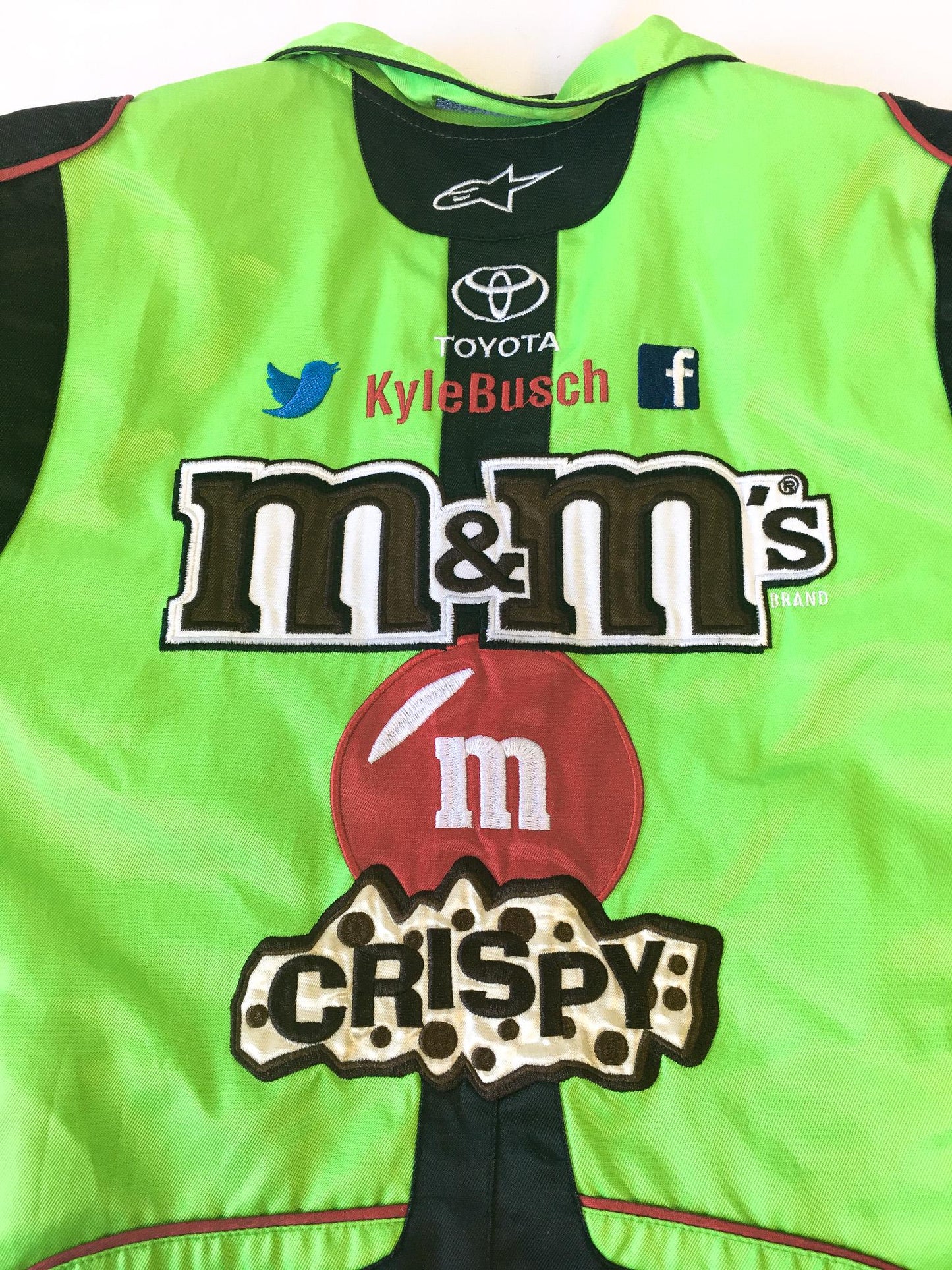 Vintage Chase Authentics M&M Kyle Busch Lime Green/Black Racing Jacket, Men's Sz. S, Vintage Racing Streetwear Jacket