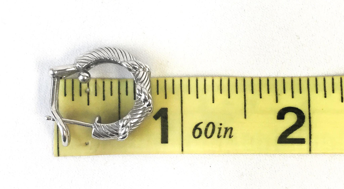 925 Judith Ripka Sterling Silver Ribbed Textured Hoop Earrings, Unique Silver Hoops