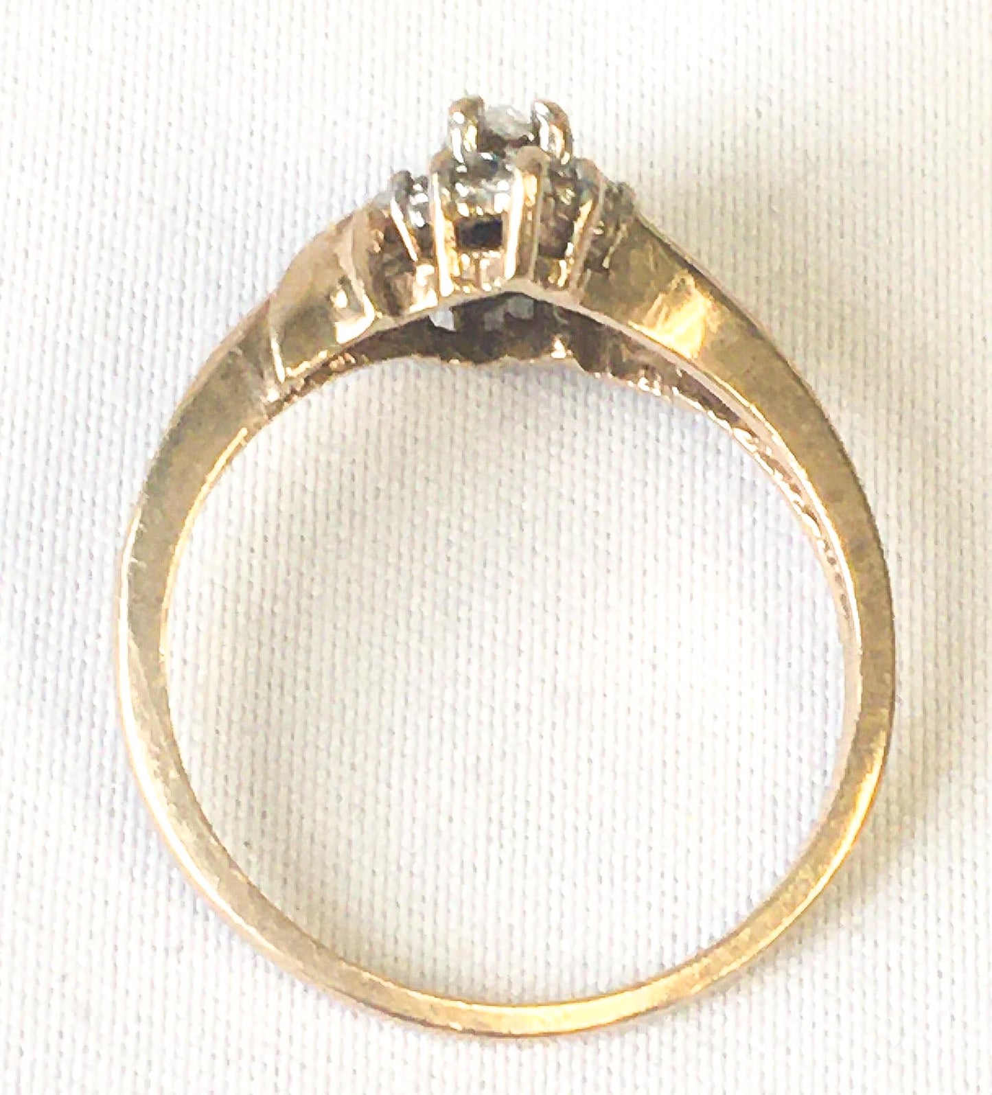 Vintage 10K Yellow Gold Cubic Zirconia Marquise Cluster Ring, Sz. 6, Elegant Classy Everyday Engagement Wedding Ring