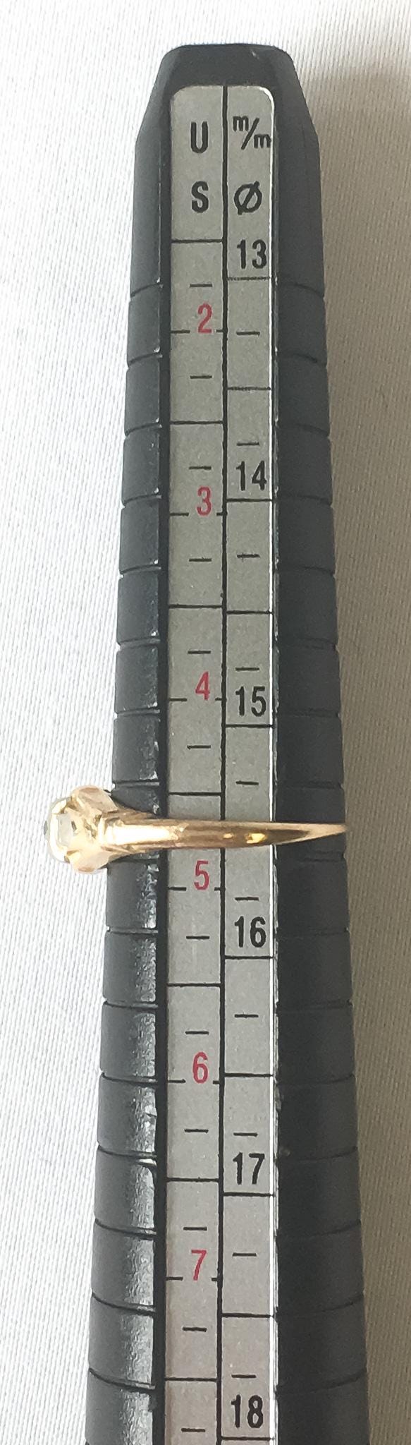Vintage 14K Yellow and White Gold Diamond Etched Ring, Sz. 4.75, Simple Everyday Dainty Stackable Ring