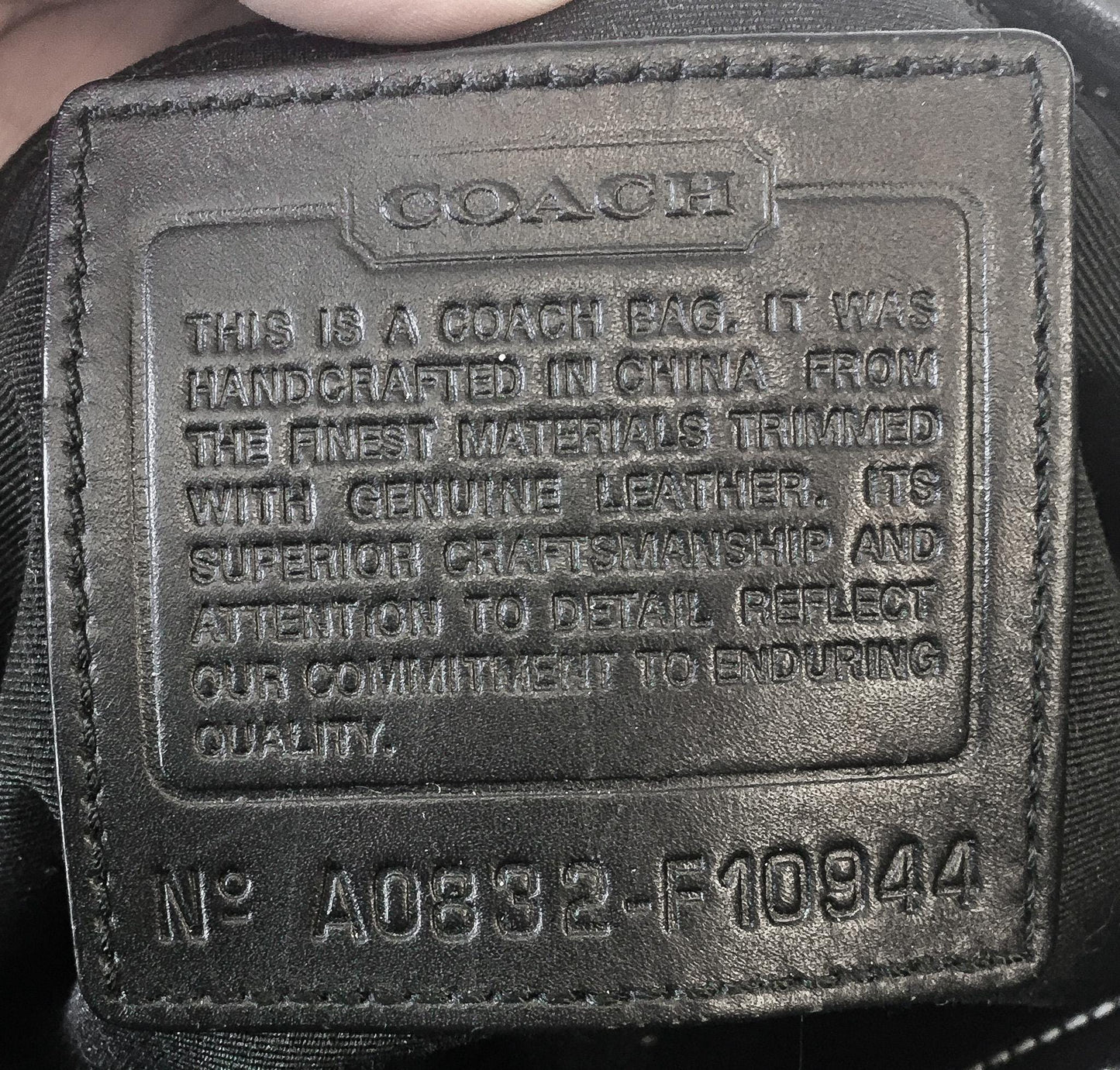 00s Coach Signature C Monogram Black Gray Leather Canvas Crossbody Shoulder Bag, Style #10944, Y2K Coach Handbag