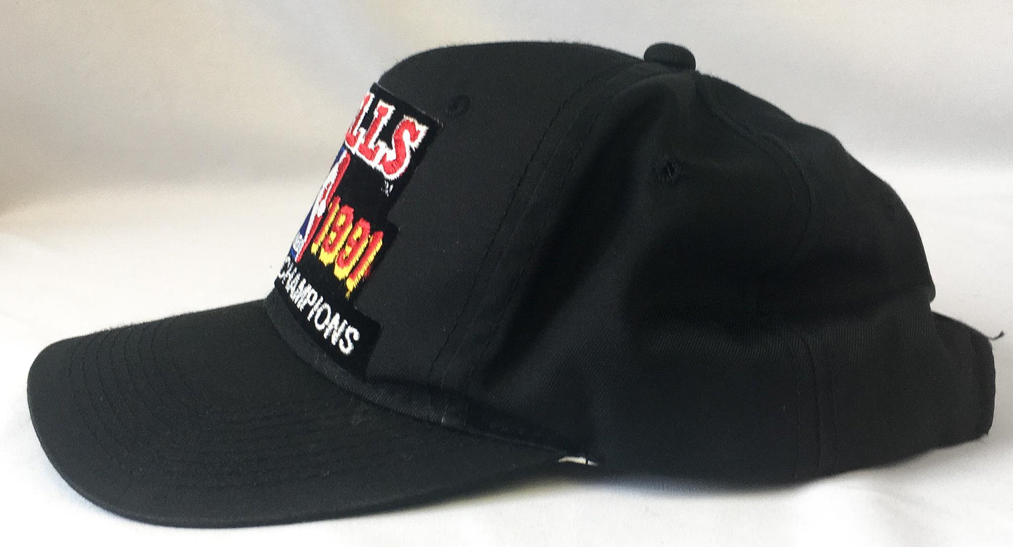 90s Chicago Bulls Finals 1991 World Champions Black Embroidered Baseball Cap, Vintage NBA Chicago Bulls Apparel