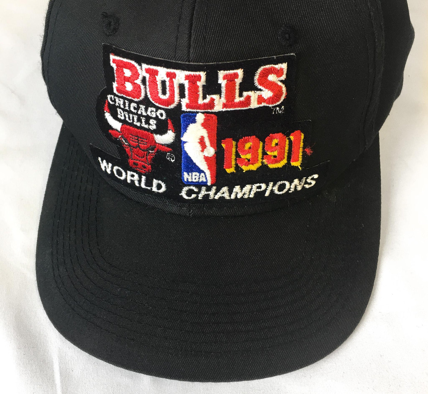 90s Chicago Bulls Finals 1991 World Champions Black Embroidered Baseball Cap, Vintage NBA Chicago Bulls Apparel