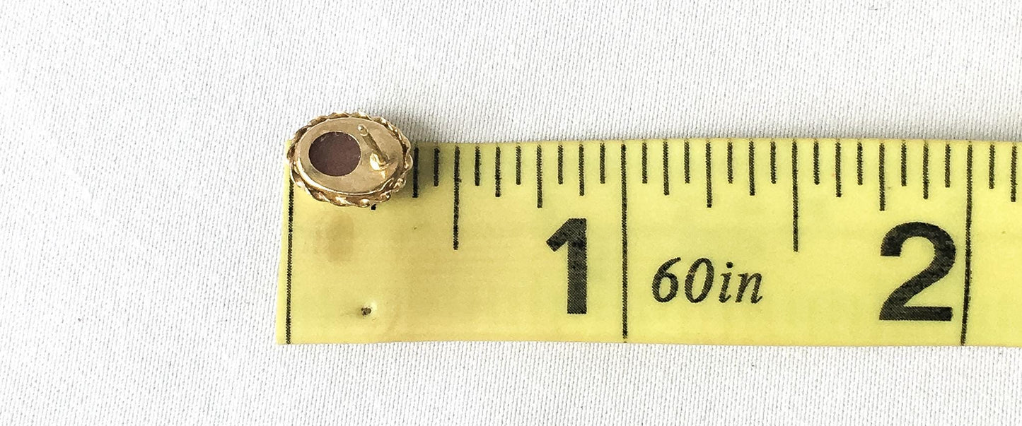 Vintage 14K 585 Gold Mini Red Cameo Stud Earrings, Dainty Victorian Style Earrings