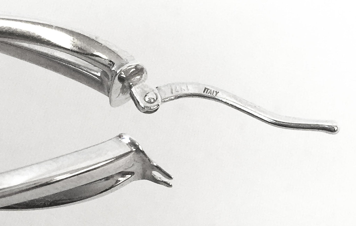14K Italy White Gold Oblong Double Twisted Hoop Earrings, 2", 3.6 Grams, Unique White Gold Silver Hoops