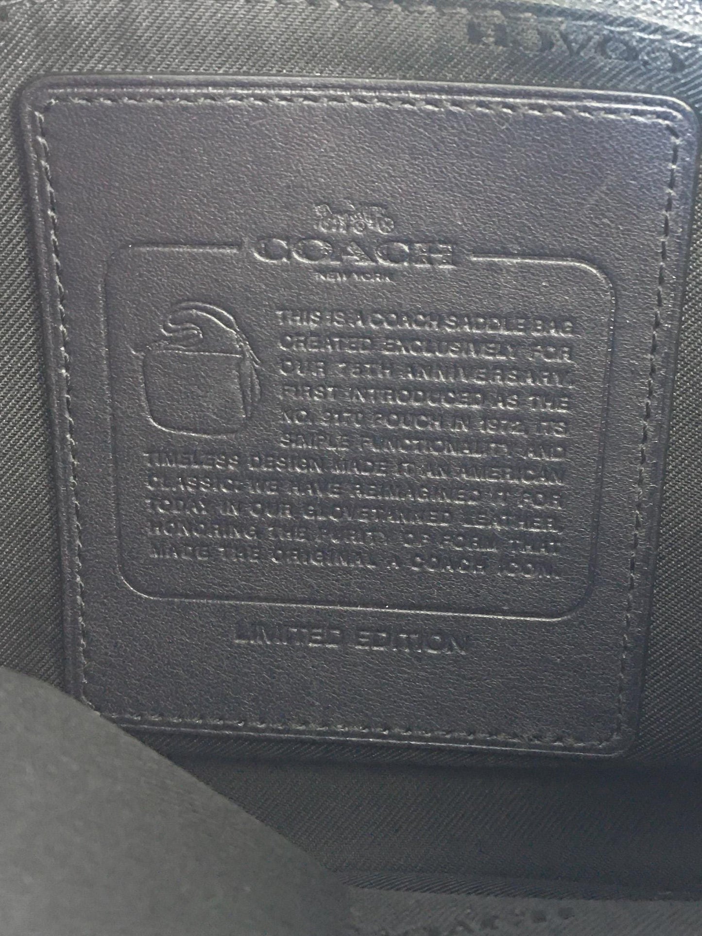 Limited Edition Coach Dark Navy Legacy Saddle Bag 75th Anniversary Leather Crossbody Shoulder Bag, Everyday Classic Coach Handbag