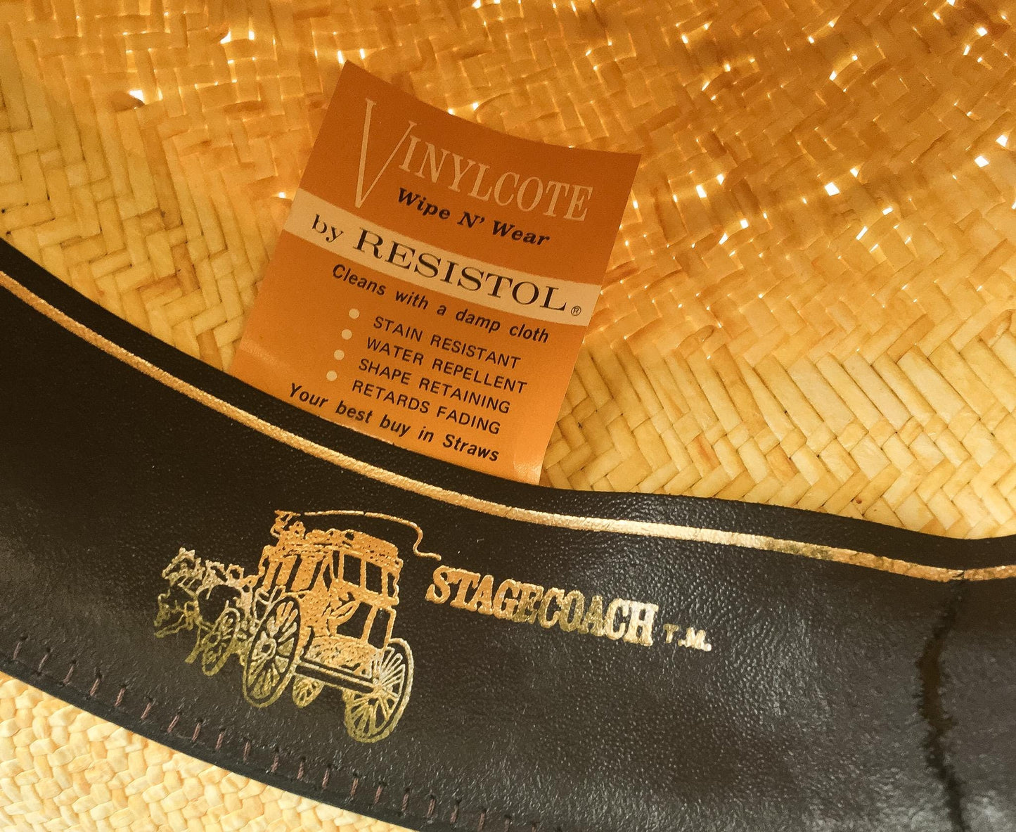 Vintage Resistol Stagecoach Straw Black Mesa Yellow Cowboy Hat with Woven Feather Band Detail, Sz 7 5/8, Unique Western Hat