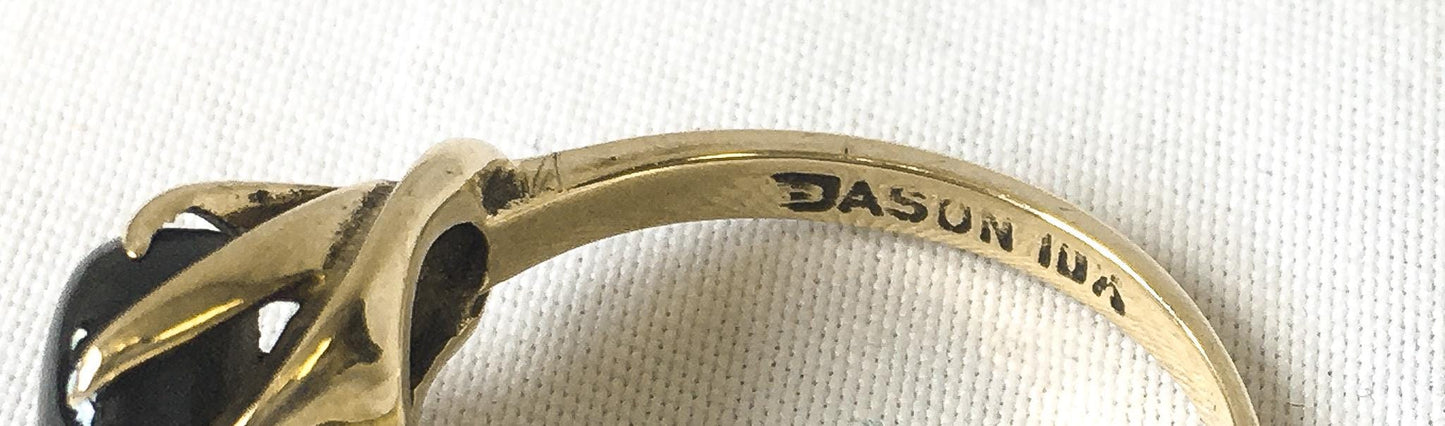 Vintage Deson 10K Yellow Gold Black/Dark Gray Cat's Eye Ring, Sz. 5.75