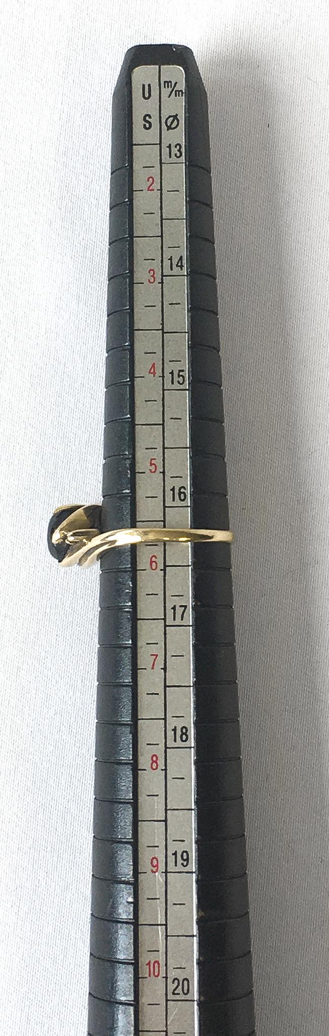 Vintage Deson 10K Yellow Gold Black/Dark Gray Cat's Eye Ring, Sz. 5.75