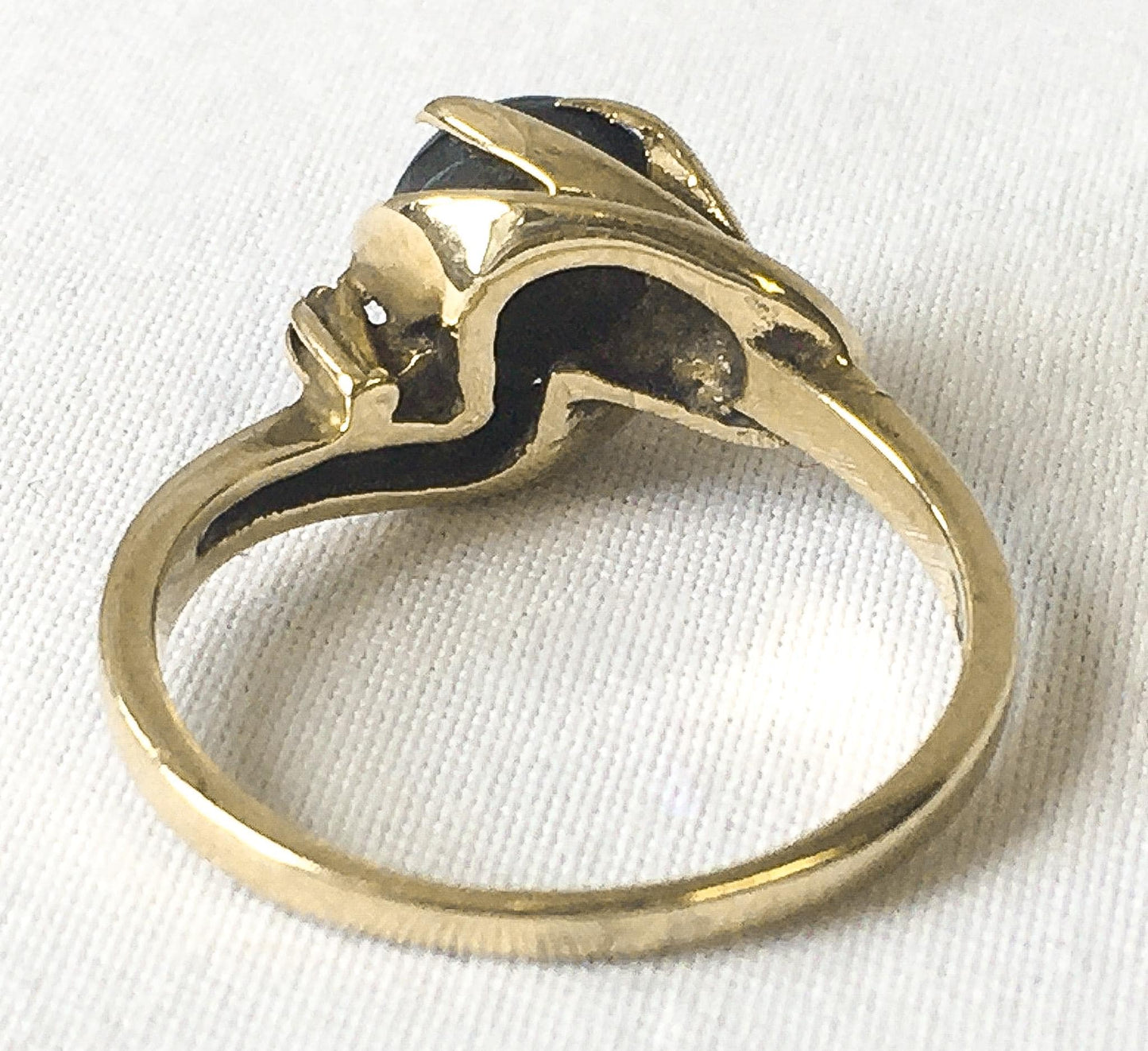 Vintage Deson 10K Yellow Gold Black/Dark Gray Cat's Eye Ring, Sz. 5.75