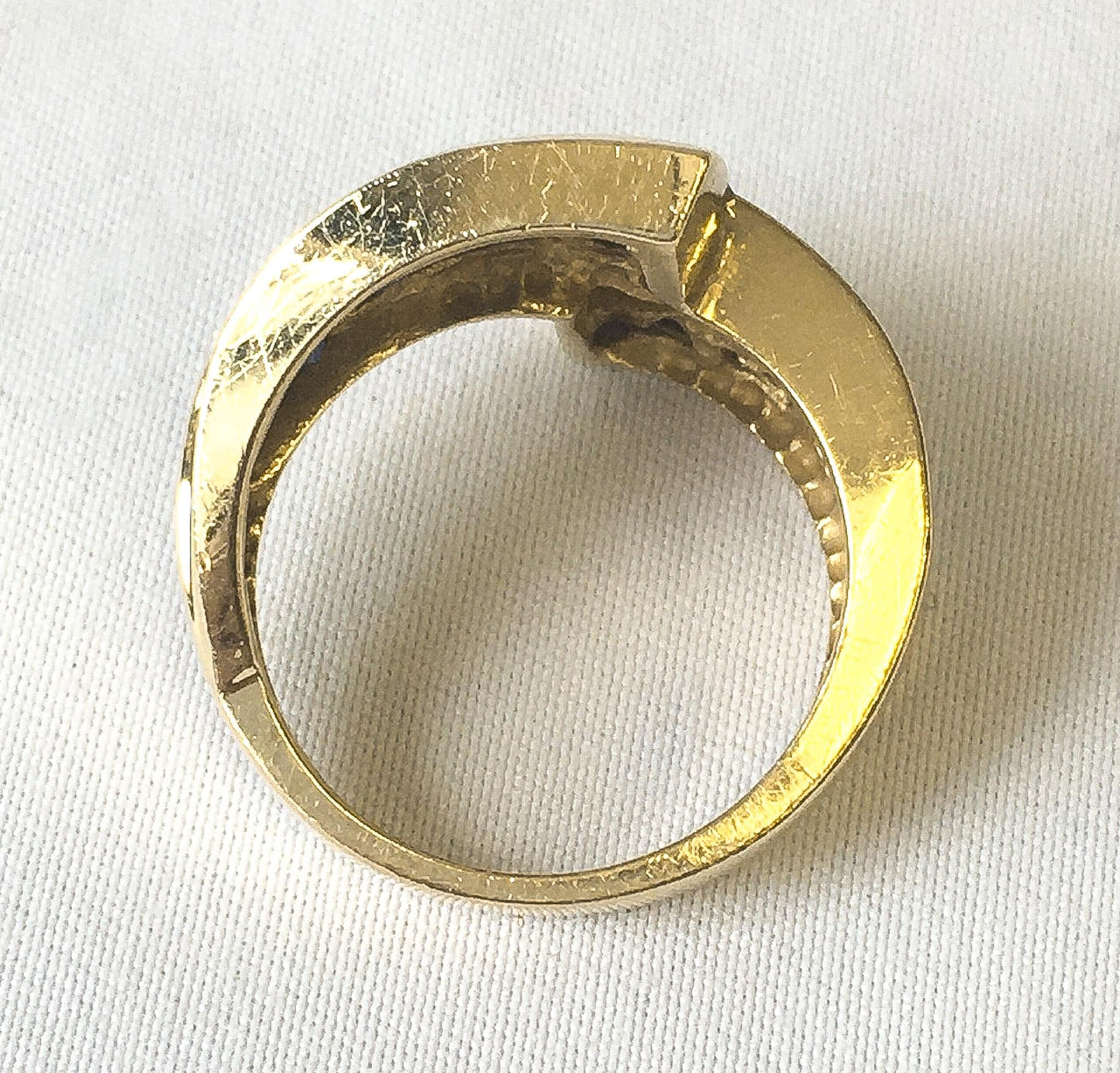 Vintage 14K Gold Diamond Sapphire Wrap Around Cocktail Ring, Sz. 6.5, Vintage Art Deco Statement Ring