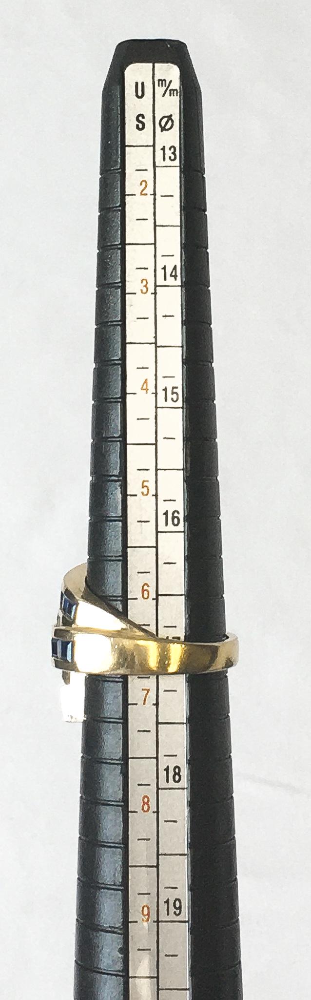 Vintage 14K Gold Diamond Sapphire Wrap Around Cocktail Ring, Sz. 6.5, Vintage Art Deco Statement Ring