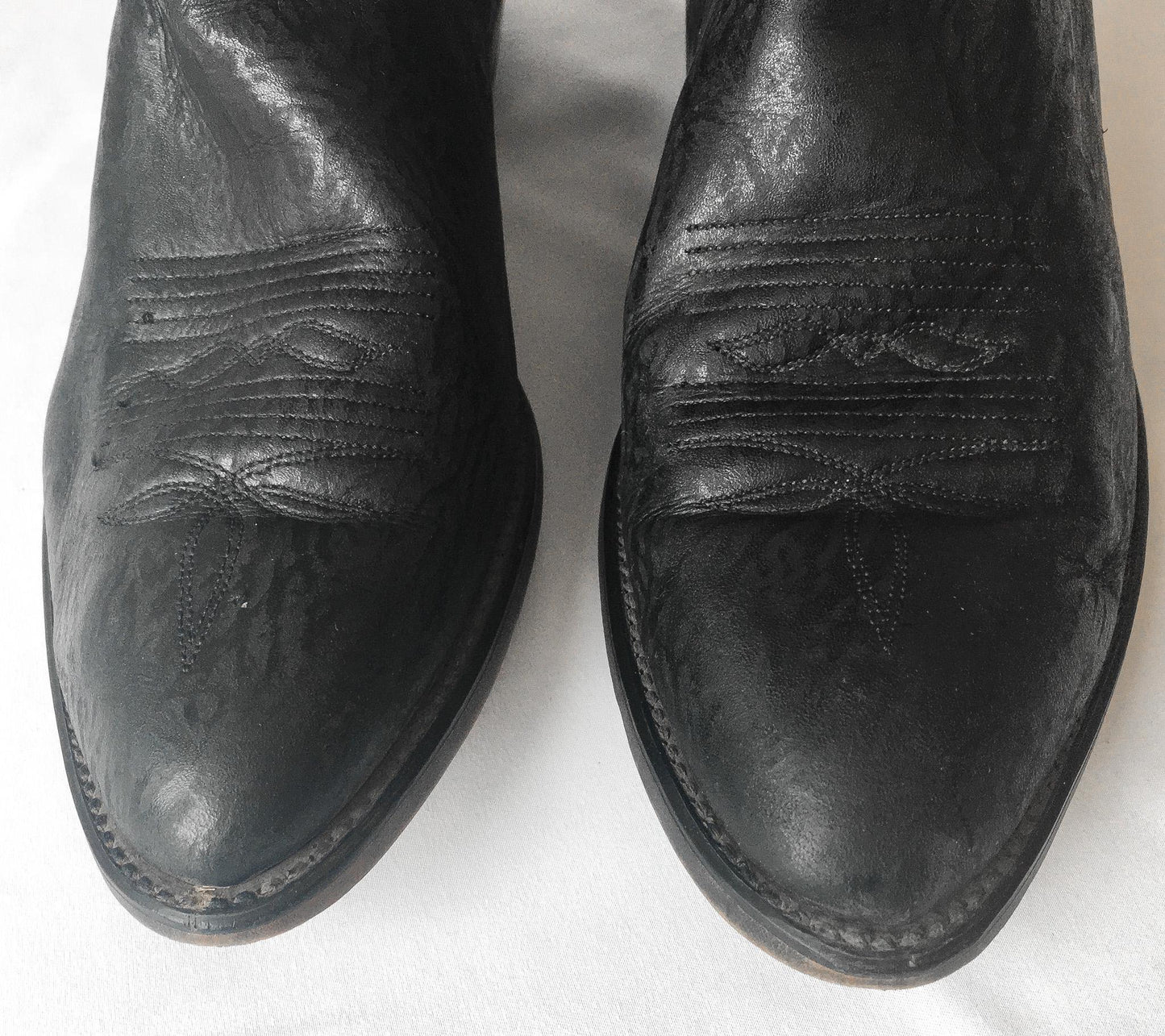 Vintage Laredo Black Leather Cowboy Boots with Teal/Blue Embroidery, Style #2760, Men's Sz. 10D, Vintage Western Boots