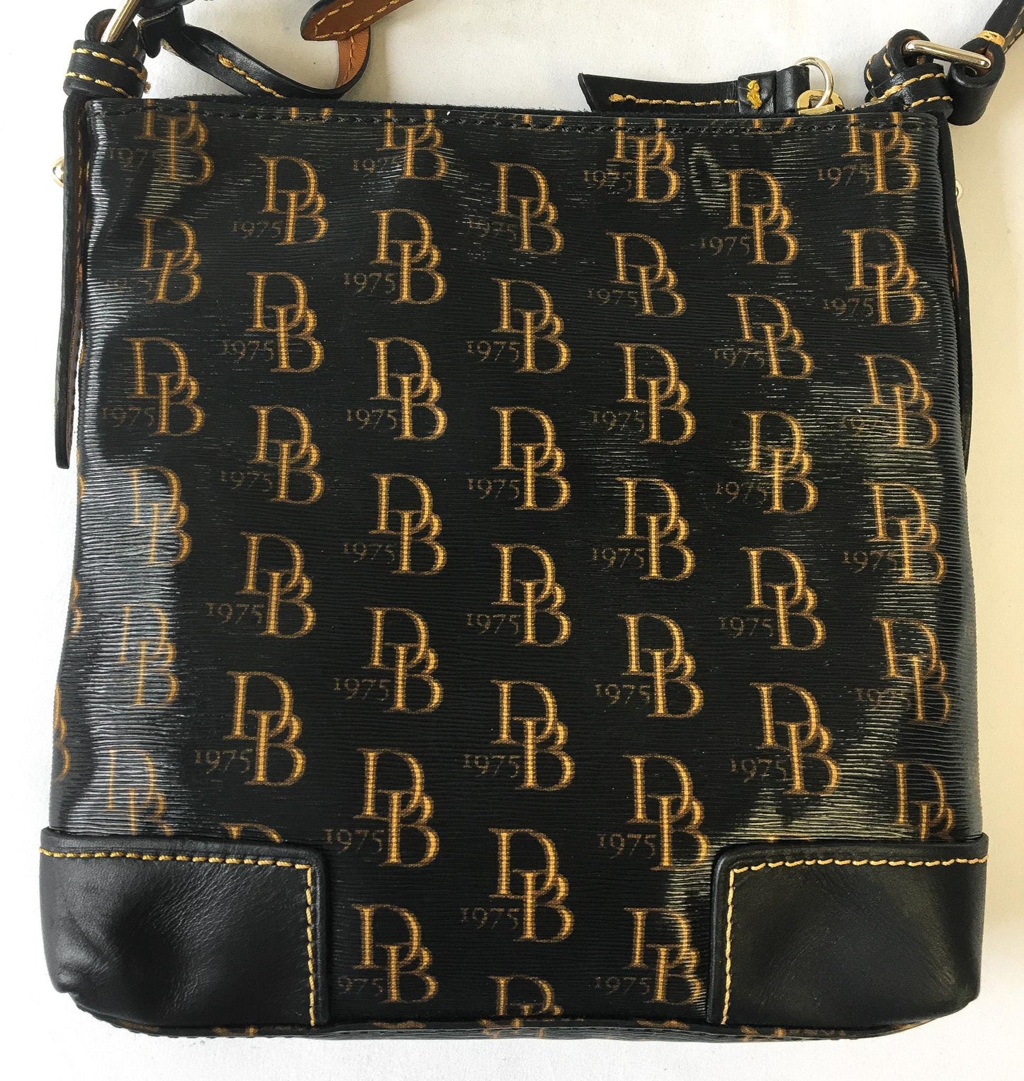 Y2K Dooney and Bourke Black 1975 Monogram Logo Shoulder Crossbody Bag