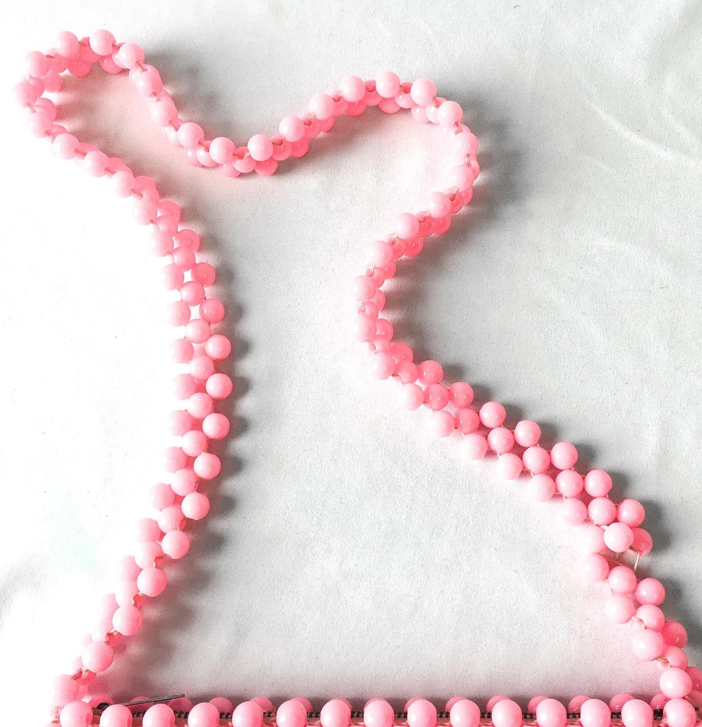 60s Handmade Bubblegum Pink Beaded Crossbody Bag