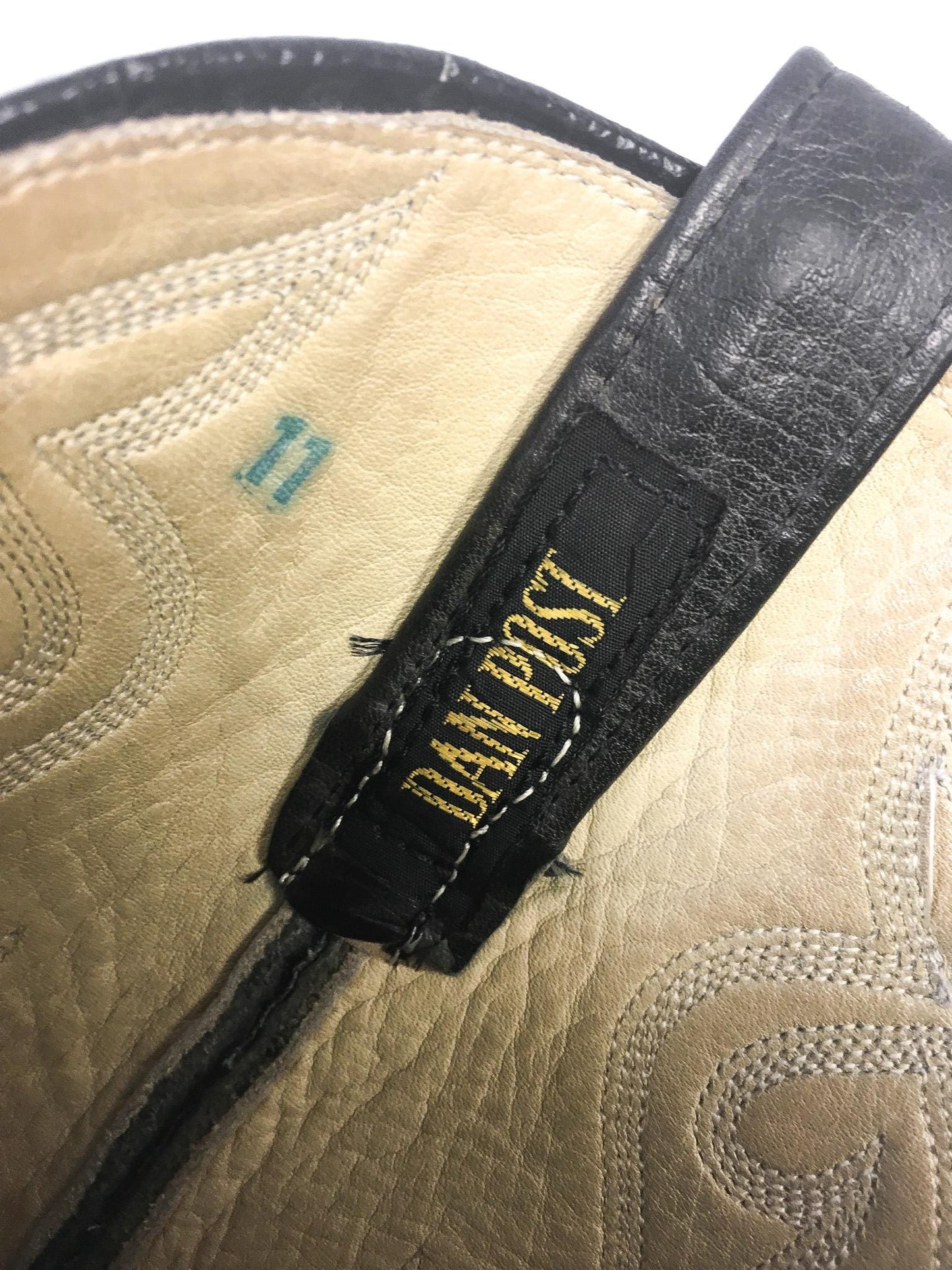 Vintage Dan Post Dark Gray/Olive Green Leather Embroidered Cowboy Boots, Style #06926, Men's Sz. 10.5D, Vintage Western Boots