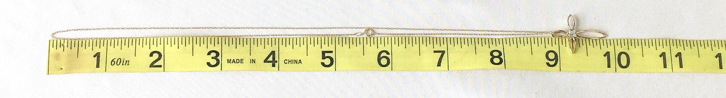10K Yellow Gold Diamond Open Line Cross Necklace, 18", Dainty Simple Everyday Layering Cross Necklace