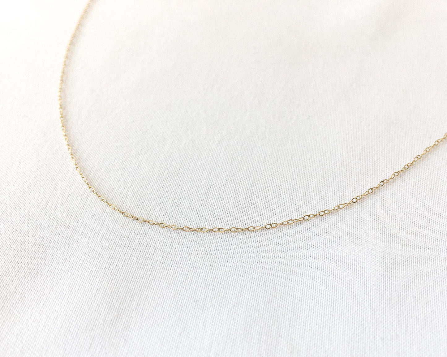 14K Yellow Gold Thin Cable Chain Necklace, Roughly 21", Roughly .5mm, Simple Dainty Everyday Minimalist Layering Chain Necklace