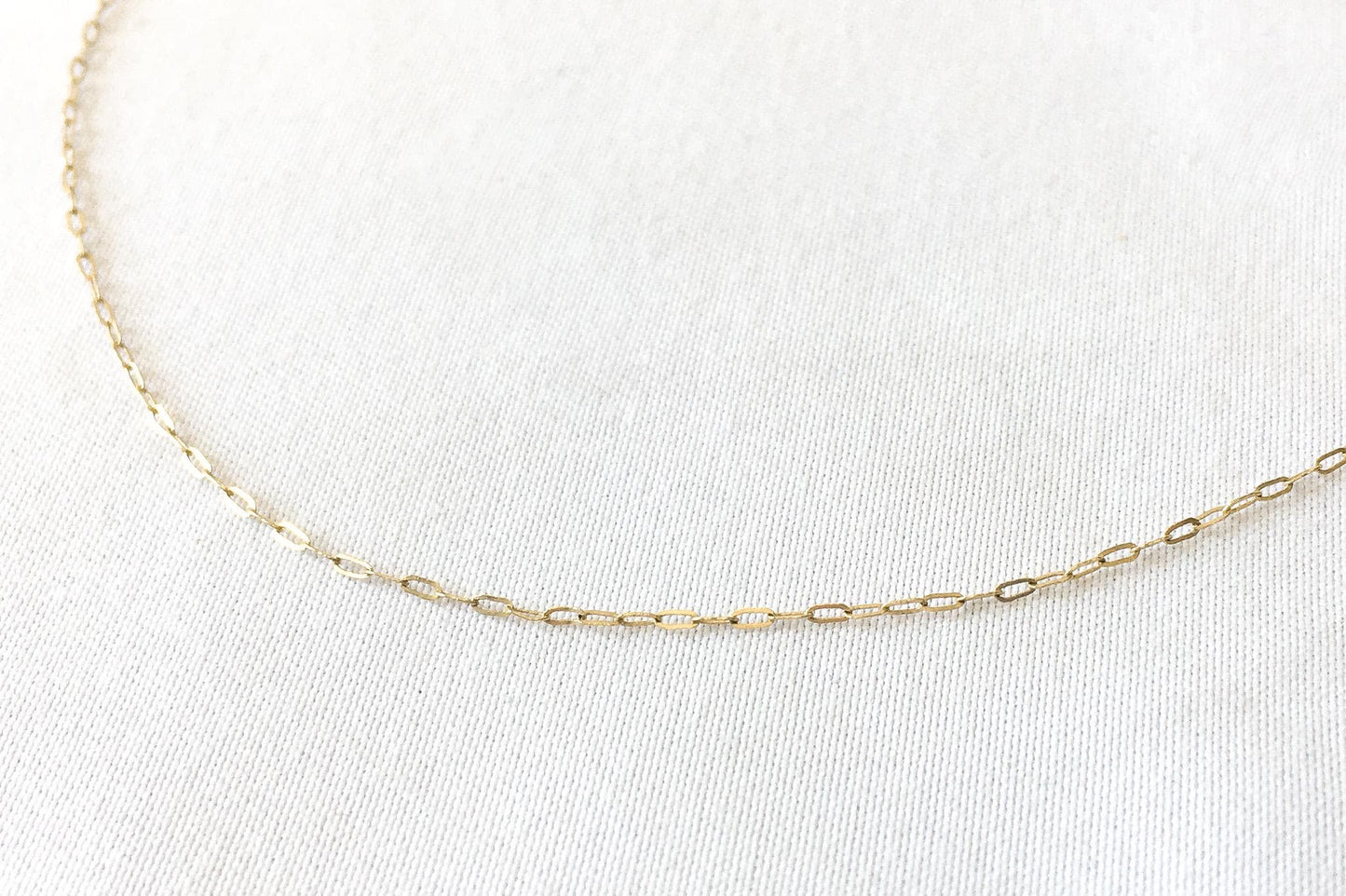 14K Yellow Gold Cable Chain Thin Necklace, Roughly 18", Roughly .5mm, Everyday Simple Dainty Minimalist Layering Chain Necklace