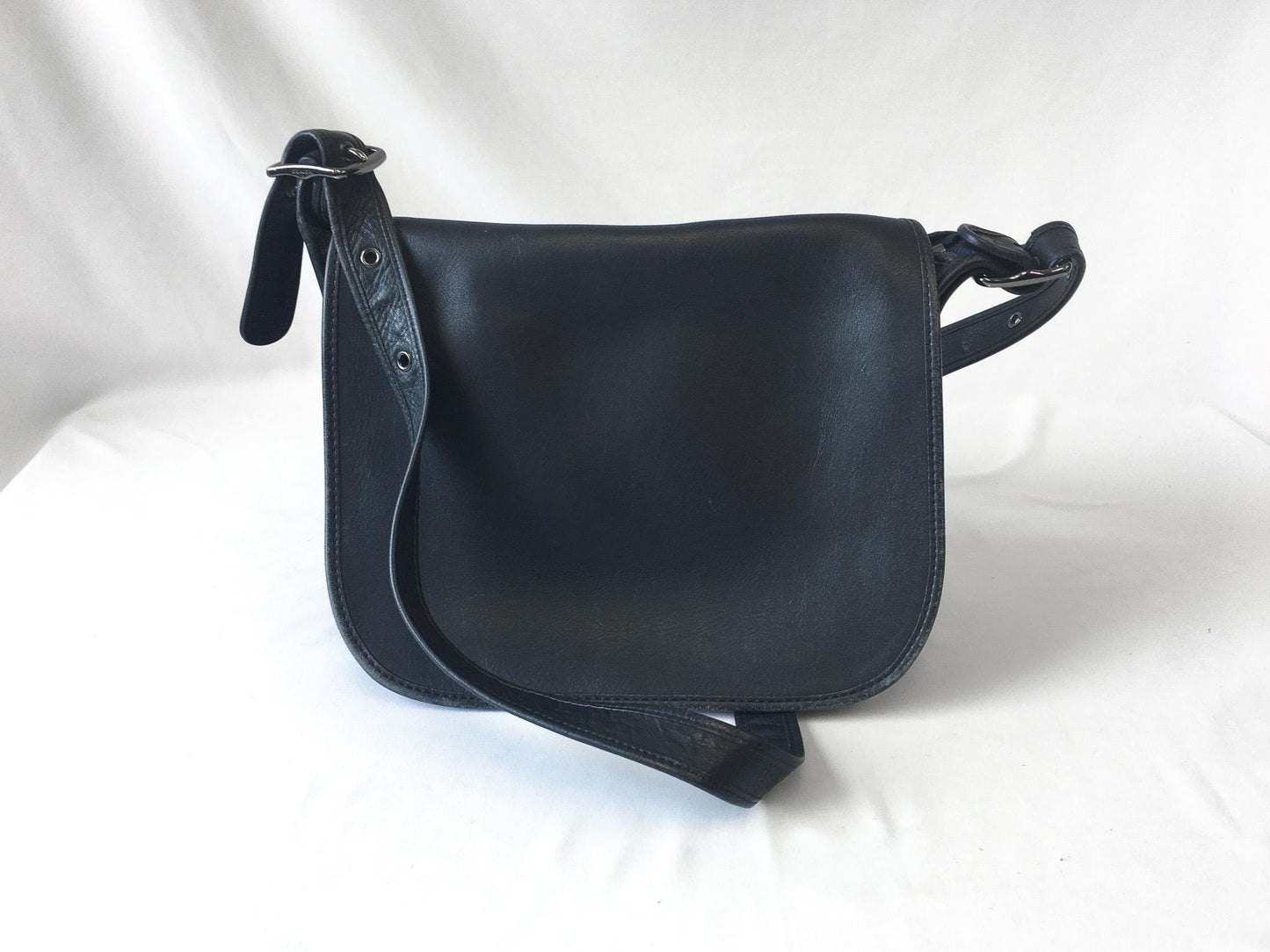 Limited Edition Coach Dark Navy Legacy Saddle Bag 75th Anniversary Leather Crossbody Shoulder Bag, Everyday Classic Coach Handbag