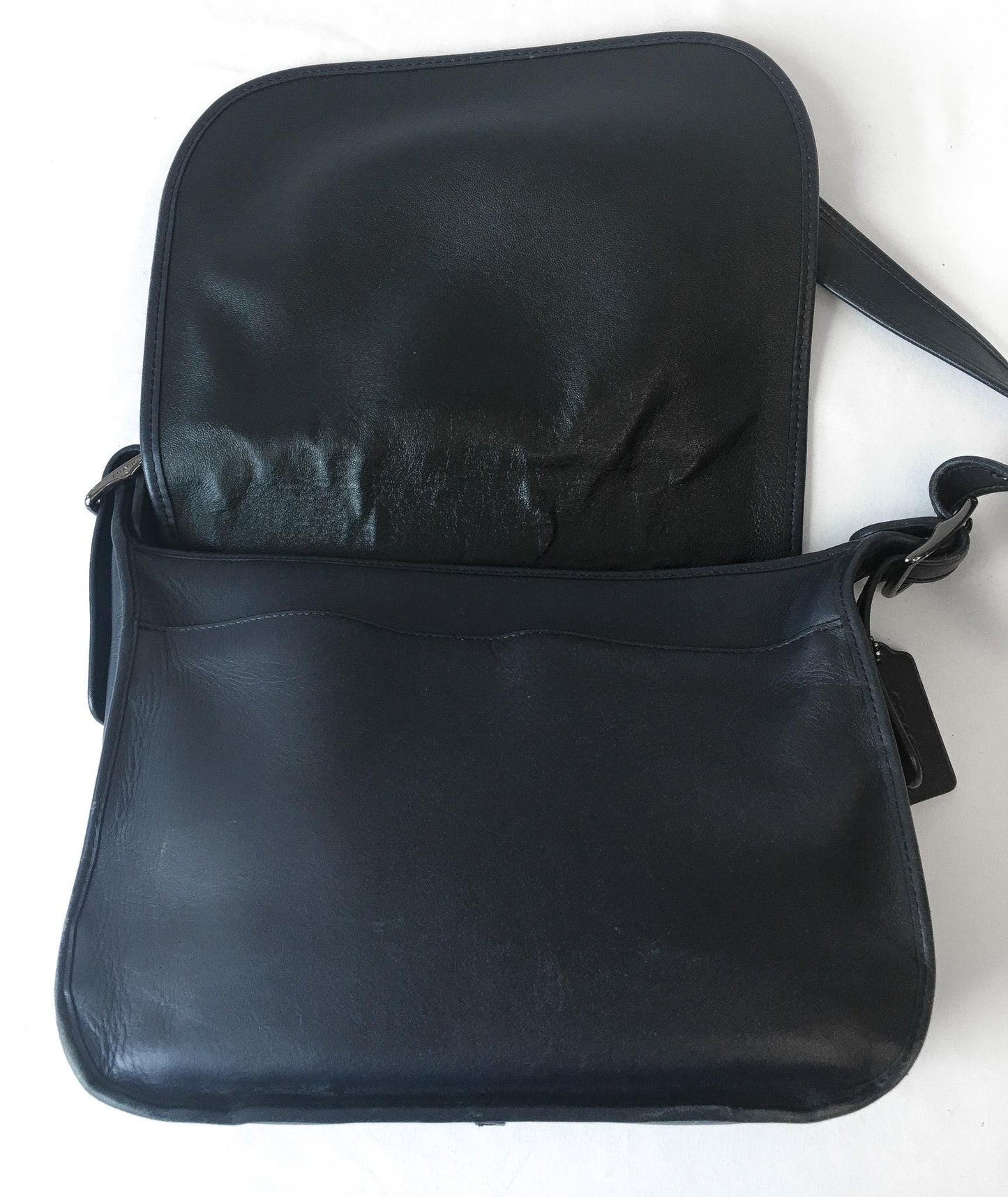 Limited Edition Coach Dark Navy Legacy Saddle Bag 75th Anniversary Leather Crossbody Shoulder Bag, Everyday Classic Coach Handbag