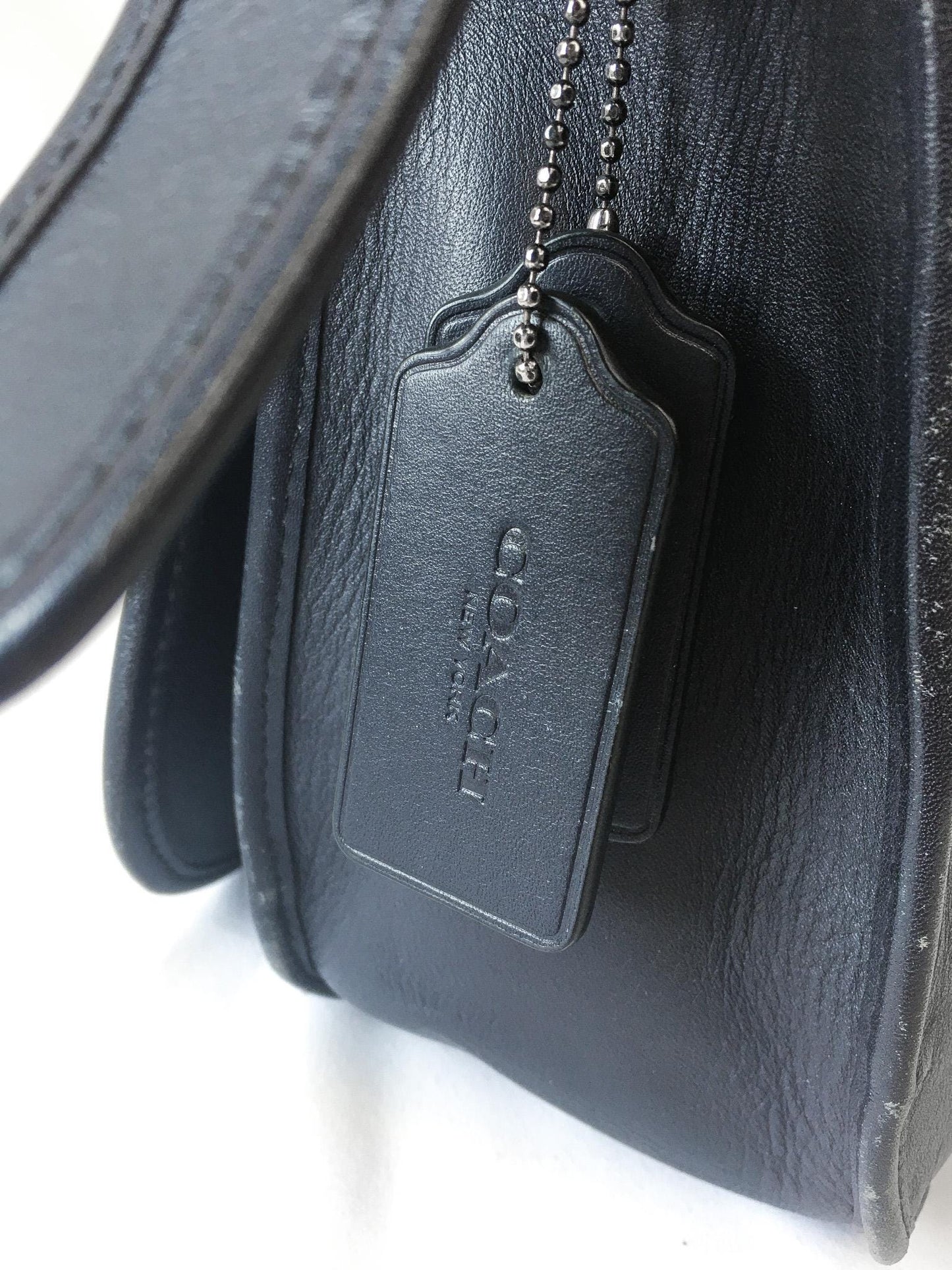 Limited Edition Coach Dark Navy Legacy Saddle Bag 75th Anniversary Leather Crossbody Shoulder Bag, Everyday Classic Coach Handbag