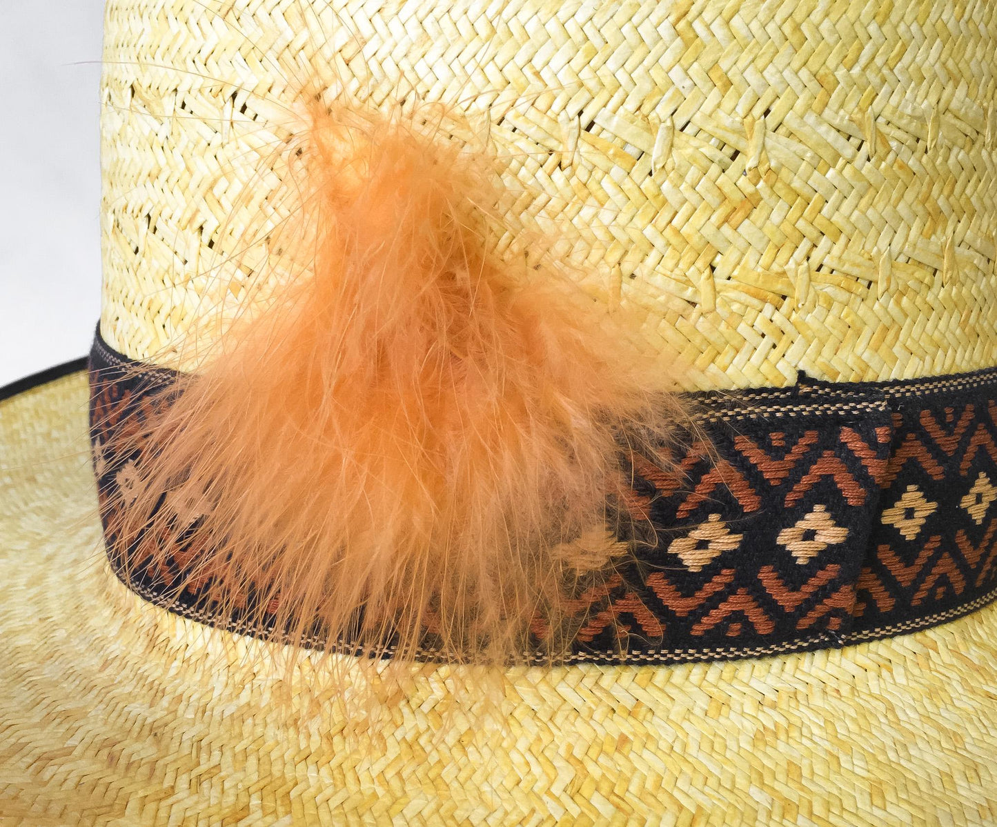 Vintage Resistol Stagecoach Straw Black Mesa Yellow Cowboy Hat with Woven Feather Band Detail, Sz 7 5/8, Unique Western Hat