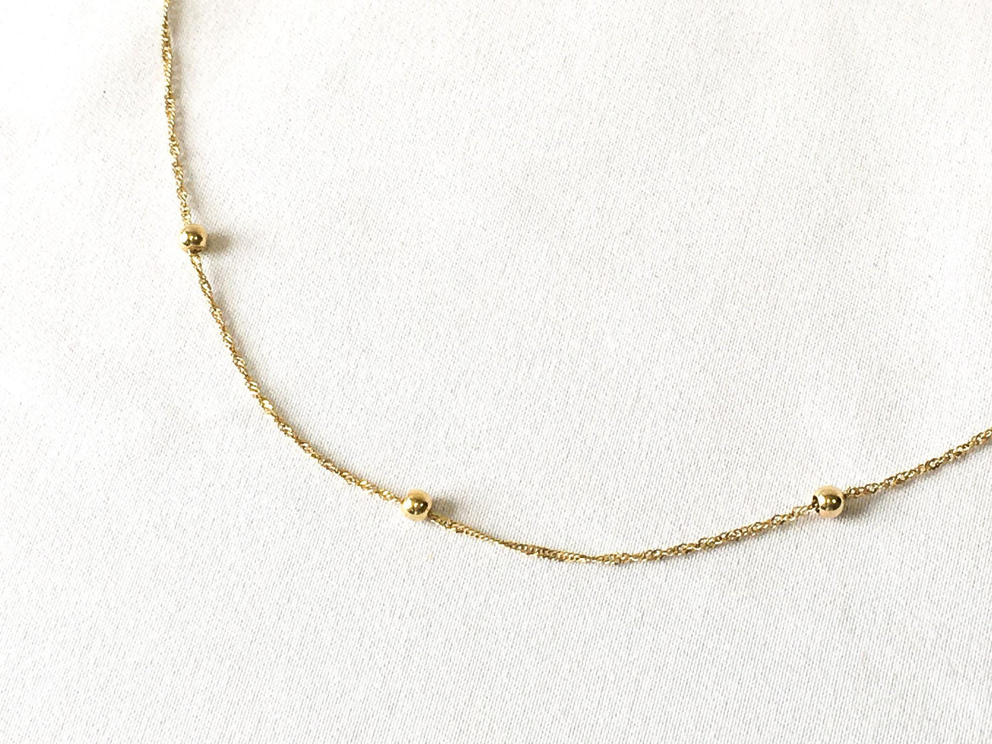 14K OroAmerica Yellow Gold Chain Anklet/Bracelet with Round Spacers, 9", Simple Dainty Everyday Stackable Anklet Bracelet