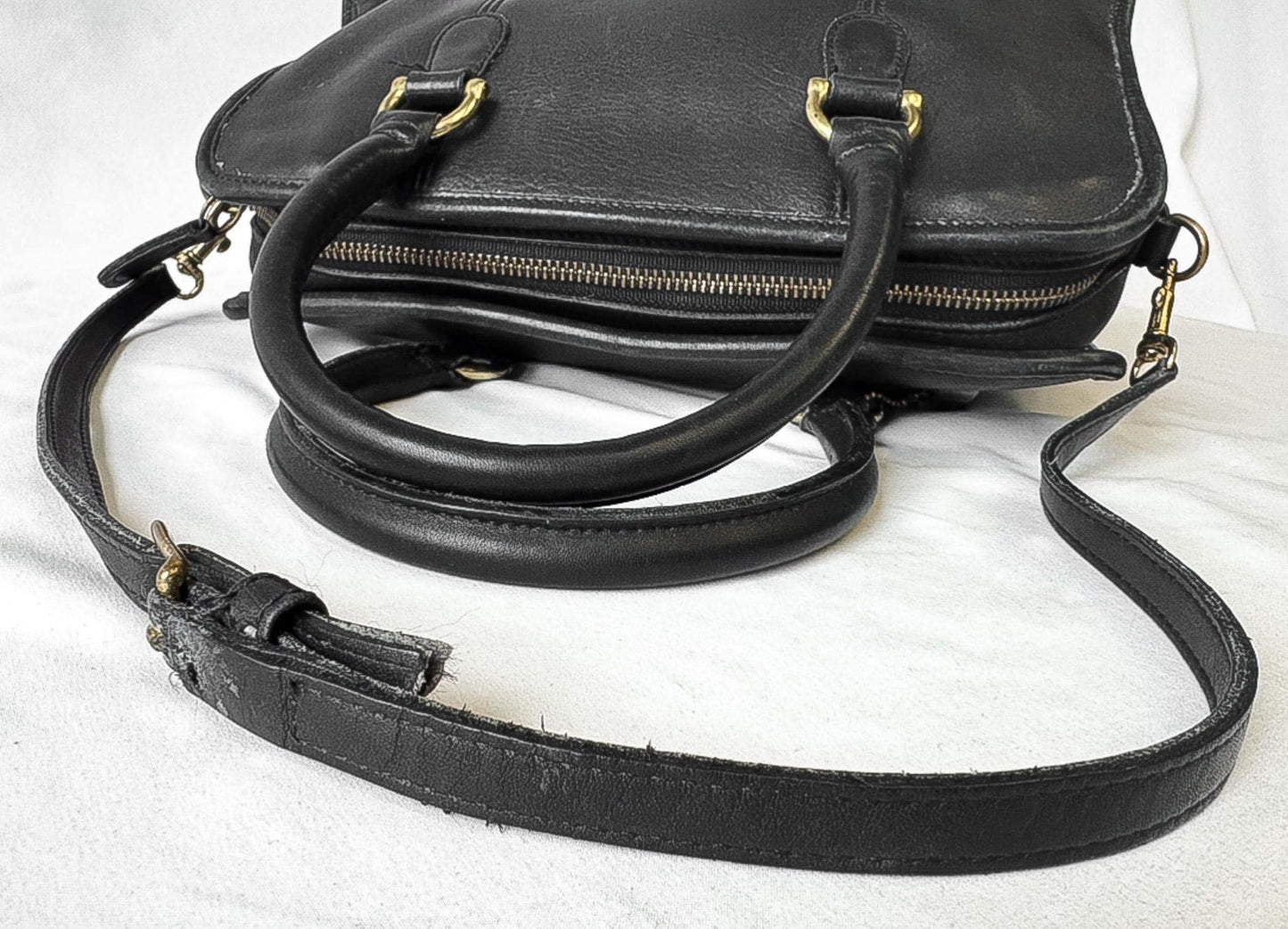 90s Coach Beaumont Black Leather Doctor Satchel Top Handle with Detachable Crossbody Strap, Style 9871, Vintage Rare Coach Handbag