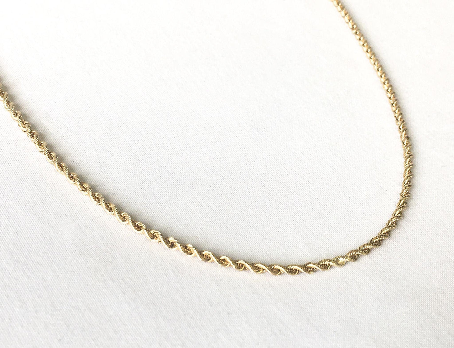 14K OroAmerica Yellow Gold Silk Rope Chain Necklace, Roughly 16.5", Roughly 2mm, Elegant Classy Everyday Simple Layering Chain Necklace
