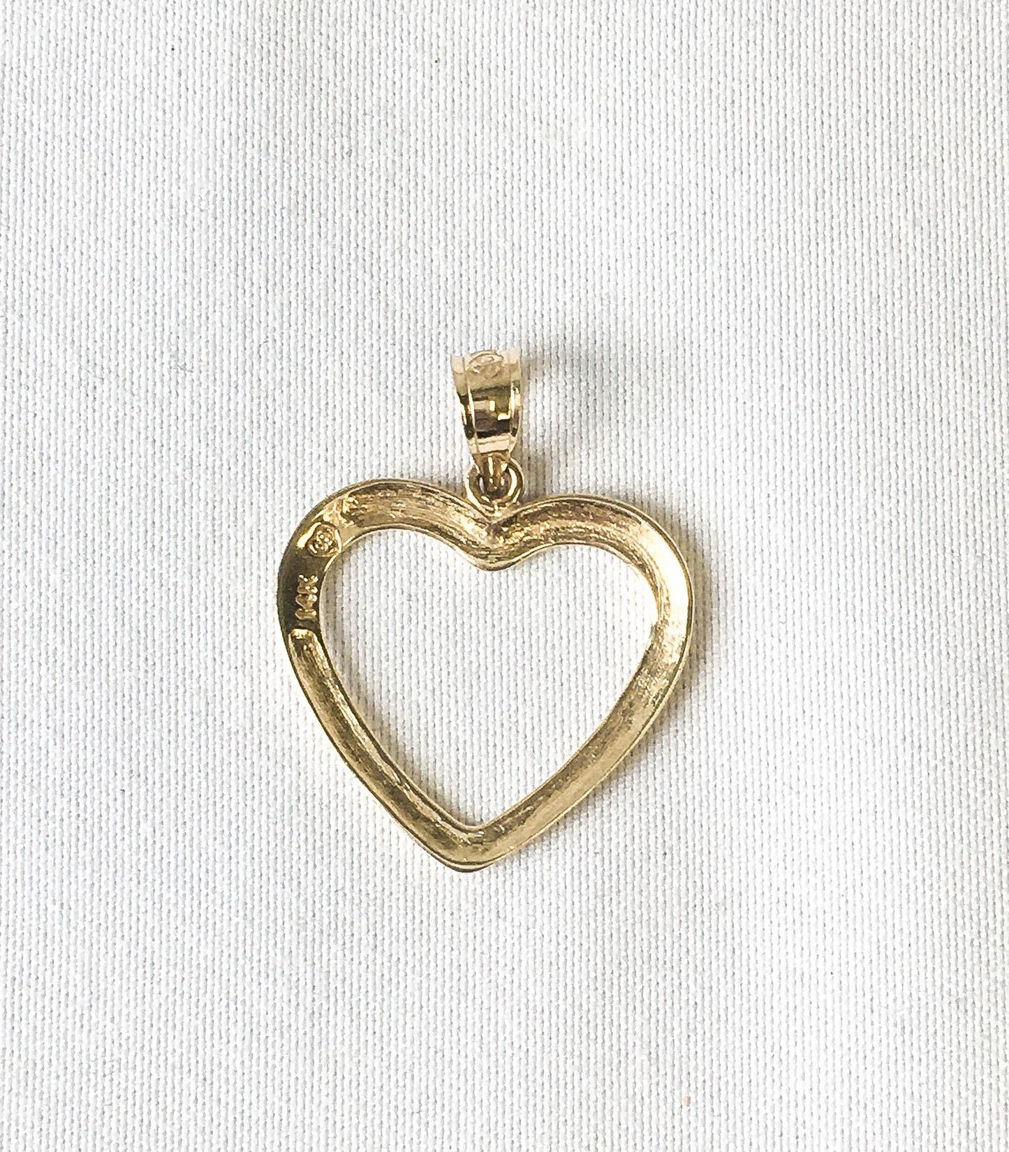 14K OroAmerica Yellow Gold Open Heart Pendant, .75", Lightweight Dainty Simple Everyday Minimalist Pendant