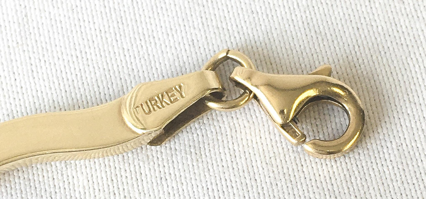Vintage 10K Turkey Yellow and White Gold Two Toned Wave Chain Link Bracelet, 7", Roughly 3mm, Simple Everyday Stackable Chain Bracelet
