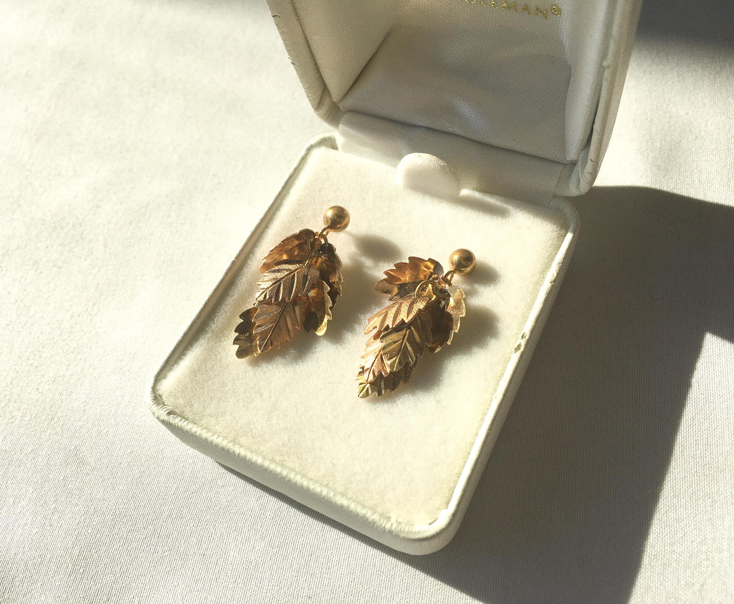 10K CCO Black Hills Gold Multi Leaf Dangle Earrings, Vintage Black Hills Gold Jewelry