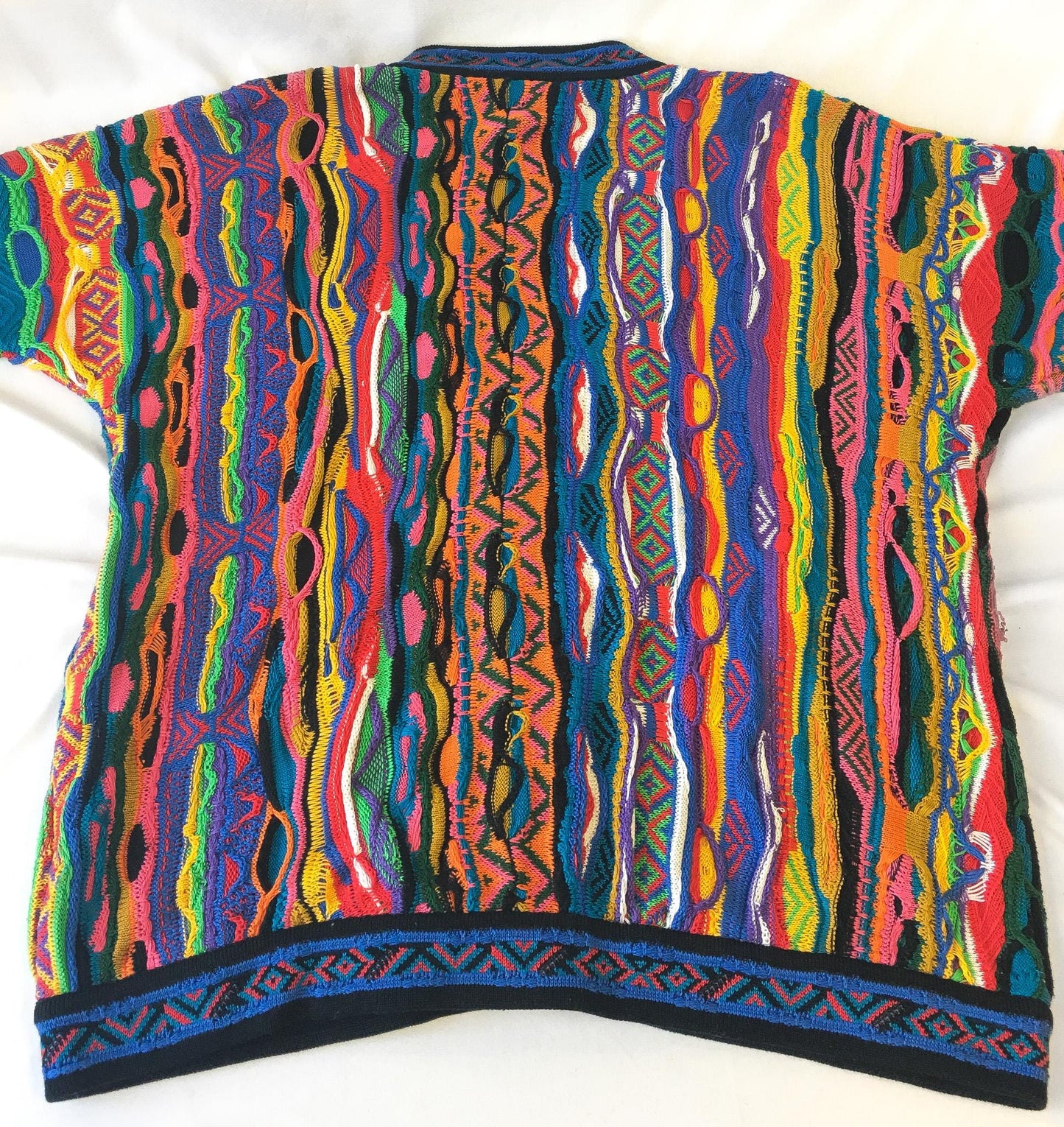 90s Authentic COOGI Rainbow Button Up Cardigan Sweater, Men's Sz. M, Vintage Authentic Coogi Grandpa Eclectic Retro Style Sweater