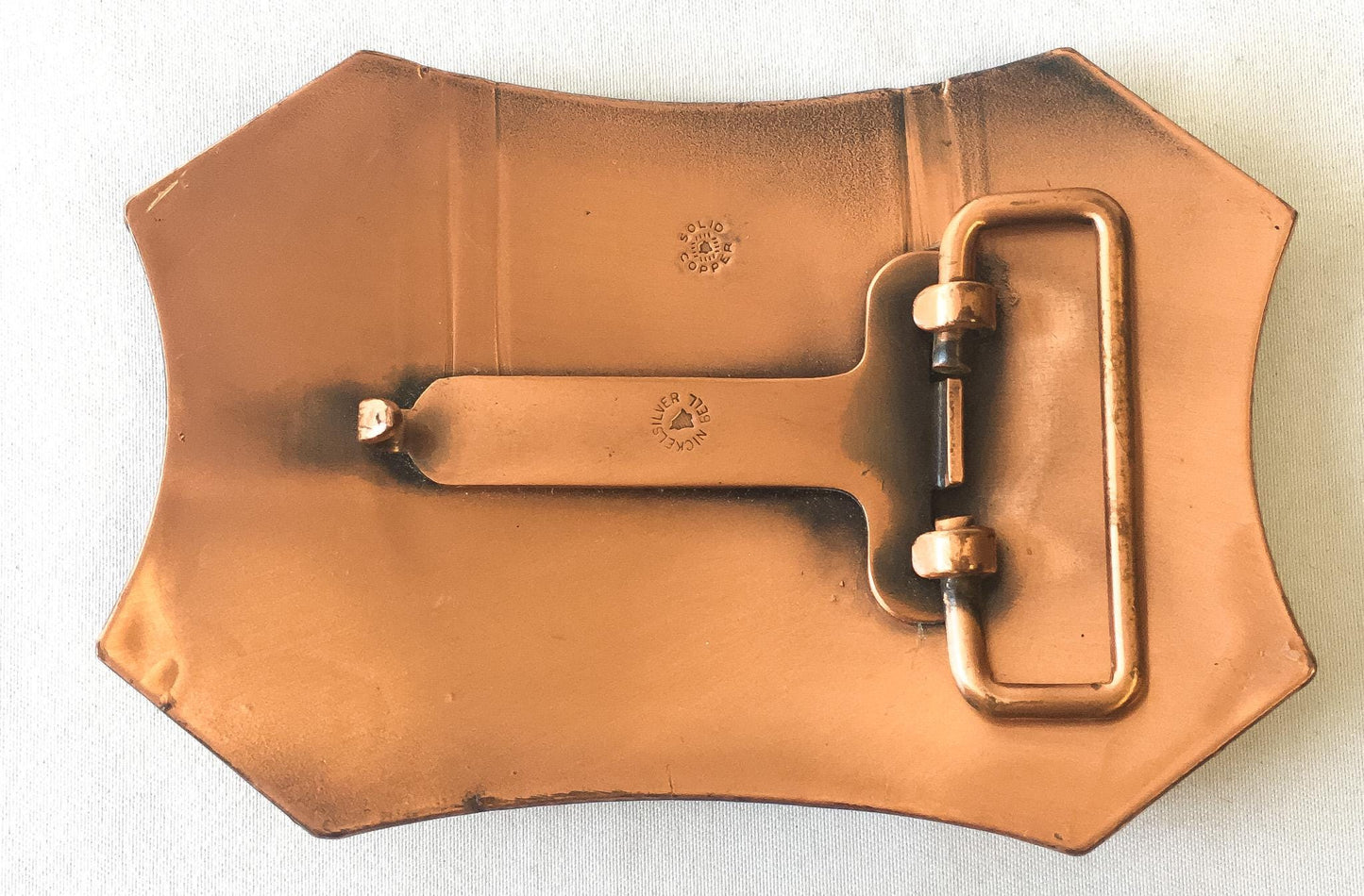 Vintage Copper Turquoise Inlay Textured Navajo Belt Buckle, Vintage Unique Statement Native American Western Navajo Belt Buckle