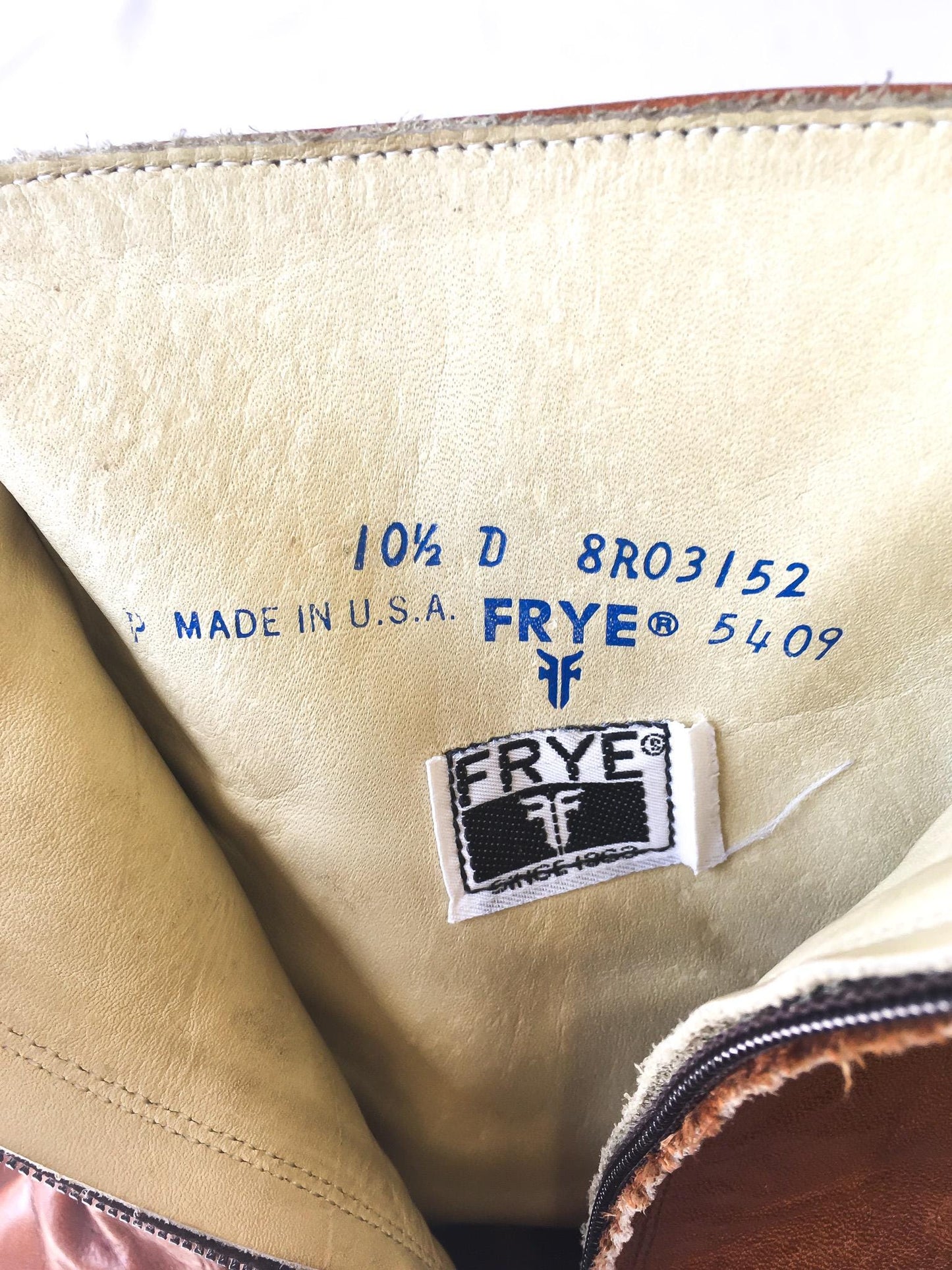70s Frye Brown Tan Leather Zip Up Chunky Platform Boots, Unisex Sz 10.5D, Vintage Retro Platform Leather Boots