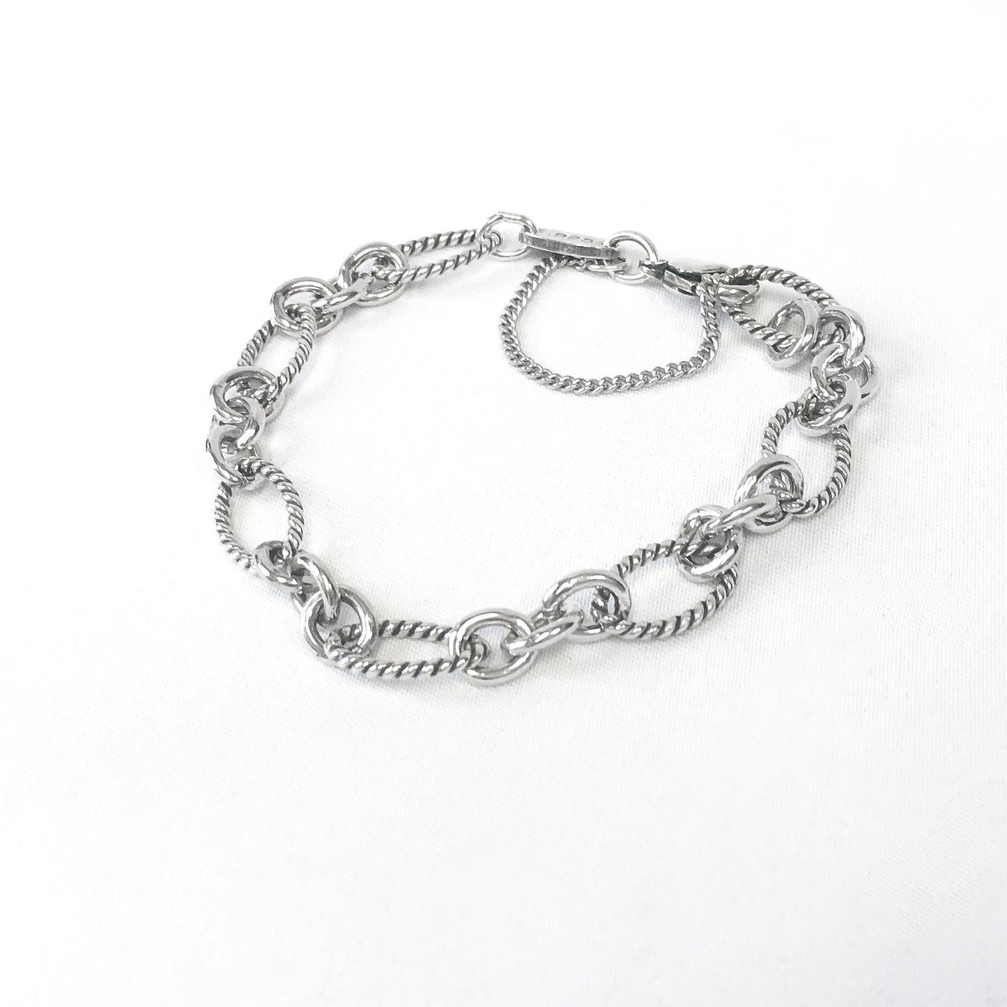 925 Sterling Silver James Avery Ribbed Chain Bracelet, 6.5"-8", Simple Everyday Silver Unisex Adjustable Chain Bracelet