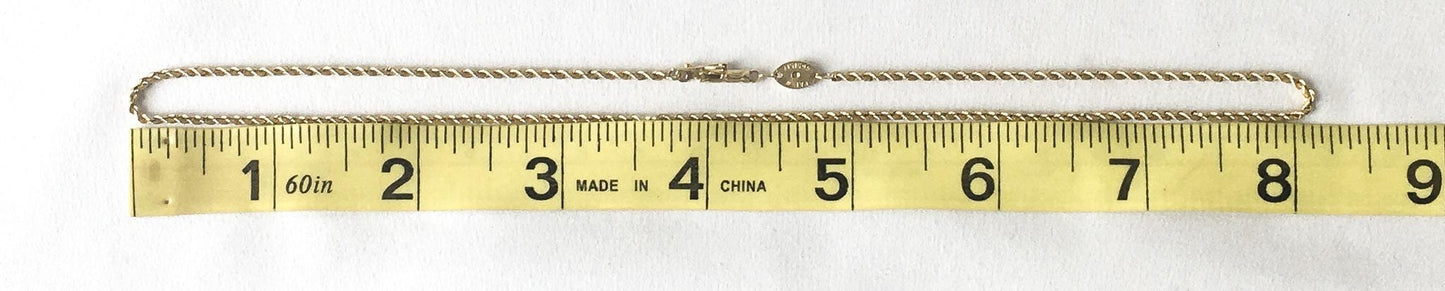 14K OroAmerica Yellow Gold Silk Rope Chain Necklace, Roughly 16.5", Roughly 2mm, Elegant Classy Everyday Simple Layering Chain Necklace