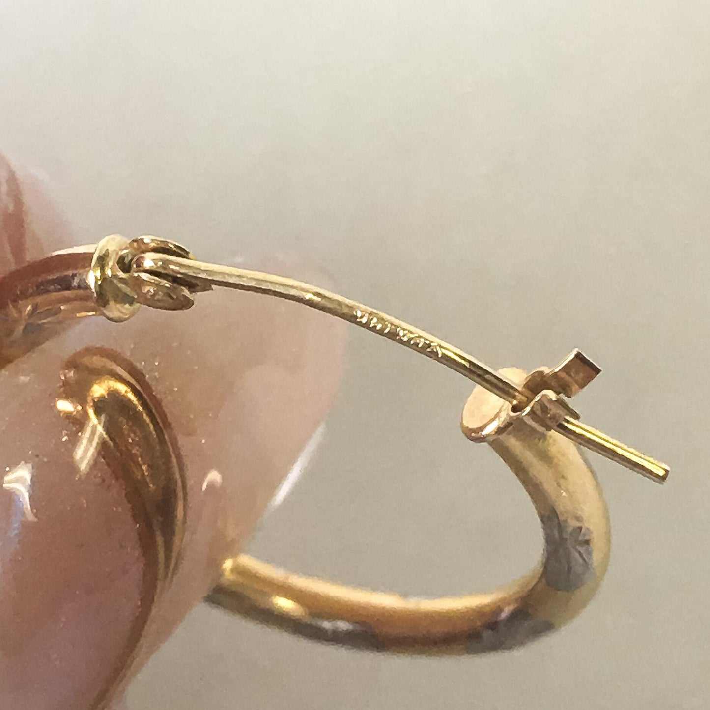 14K Yellow and White Gold Two Toned Star Etched Thin Hoops, Lightweight Simple Dainty Everyday Minimalist Hoops