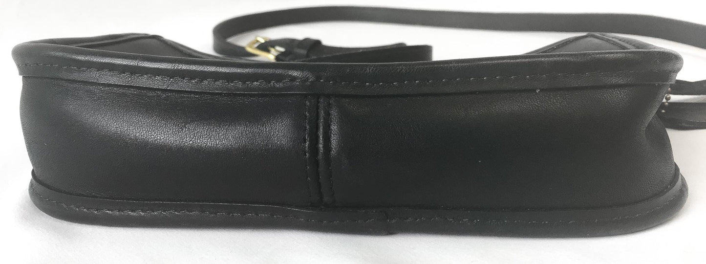 90s Coach Black Wendie Black Leather Shoulder Crossbody Bag, Style #9031, Vintage Classic Everyday Coach Handbag
