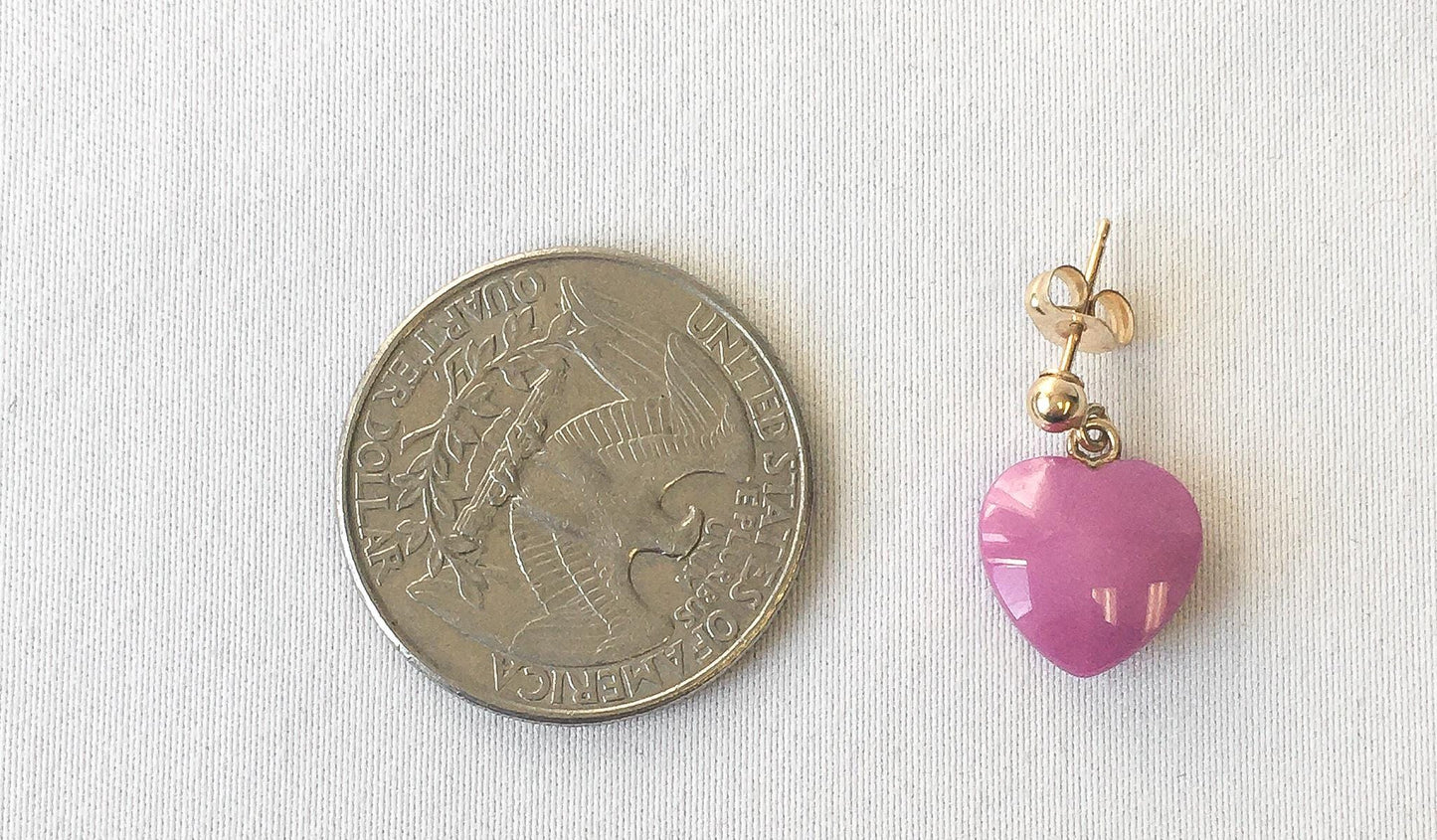 14K Pink Star Ruby Heart Shaped Dangle Stud Earrings, Unique Elegant Dainty Ruby Earrings