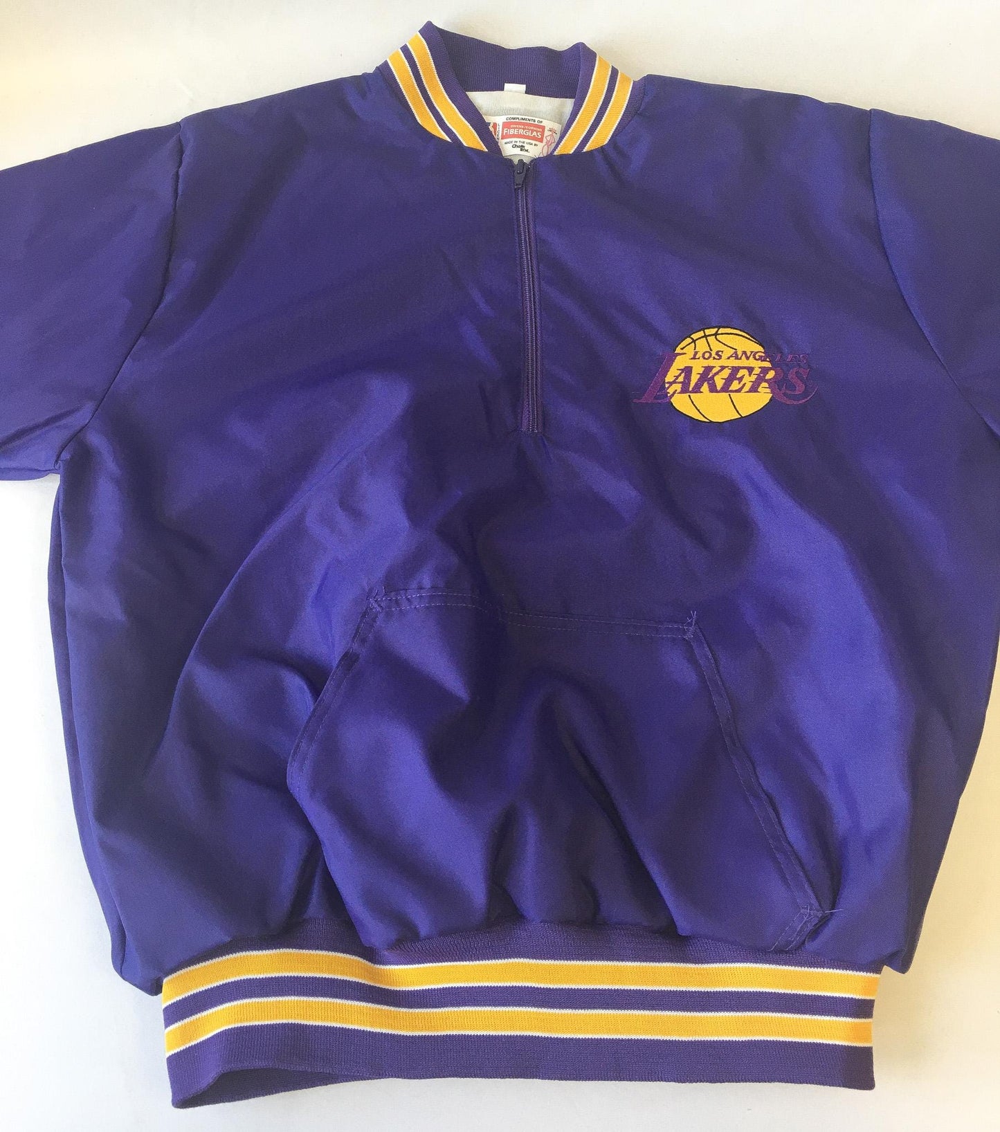 90s NBA Lakers Purple Satin Quarter Zip Windbreaker Jacket, Men's Sz. L, Vintage NBA Apparel