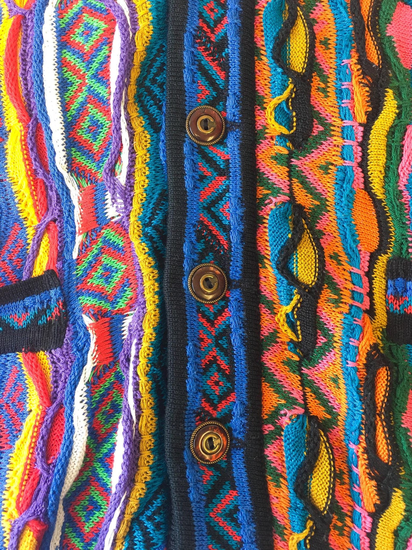 90s Authentic COOGI Rainbow Button Up Cardigan Sweater, Men's Sz. M, Vintage Authentic Coogi Grandpa Eclectic Retro Style Sweater